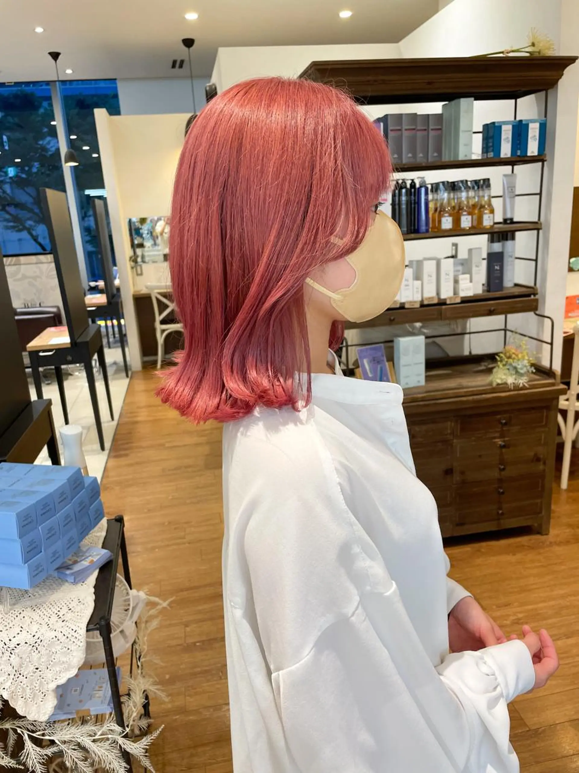 ミディアム カラー ピンクカラー 髪質改善/ブリーチ 田代 龍我のヘアスタイル