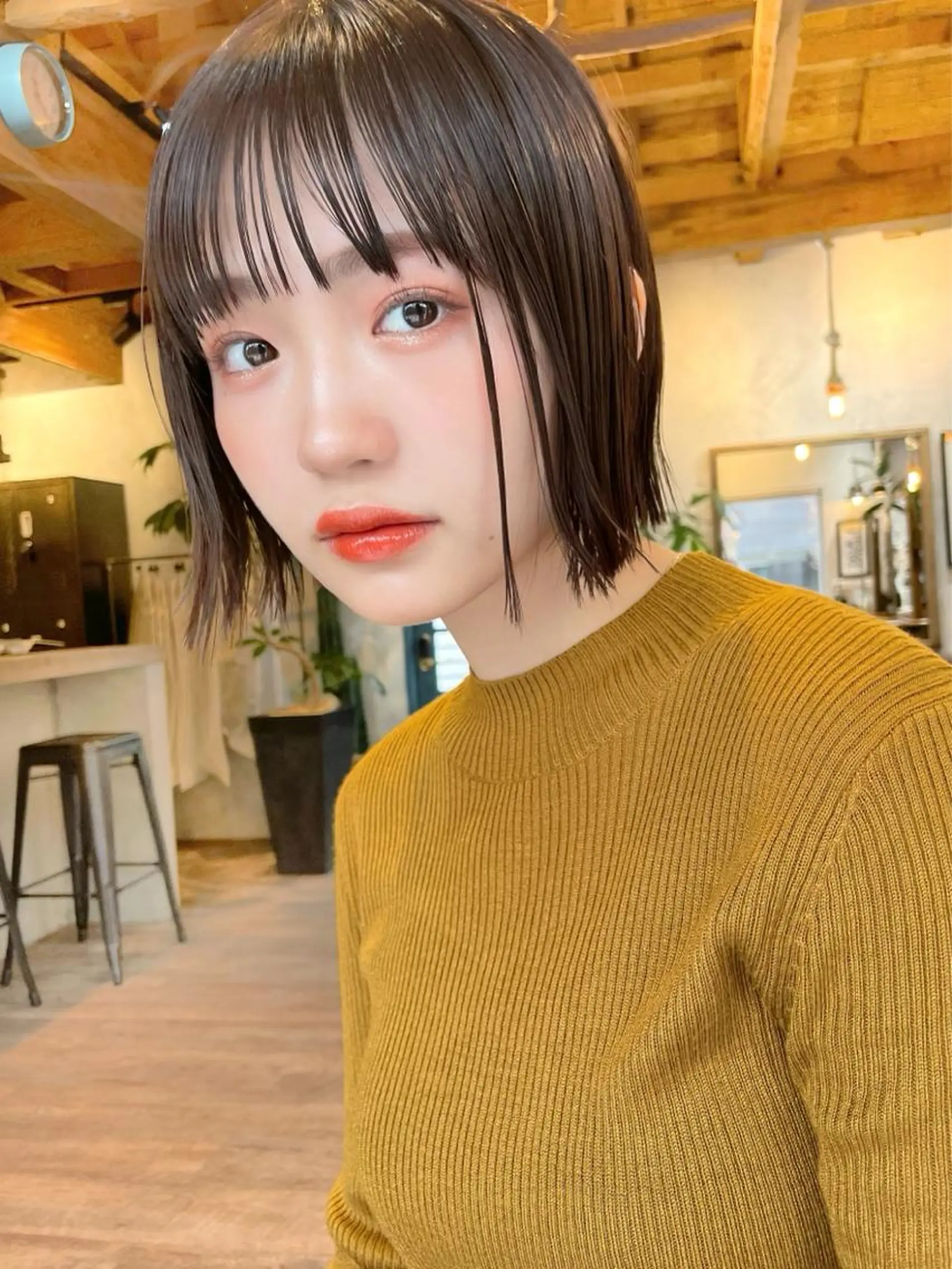 ショート カラー カット トリートメント 結べるレイヤーボブ くびれLady表参道のヘアスタイル