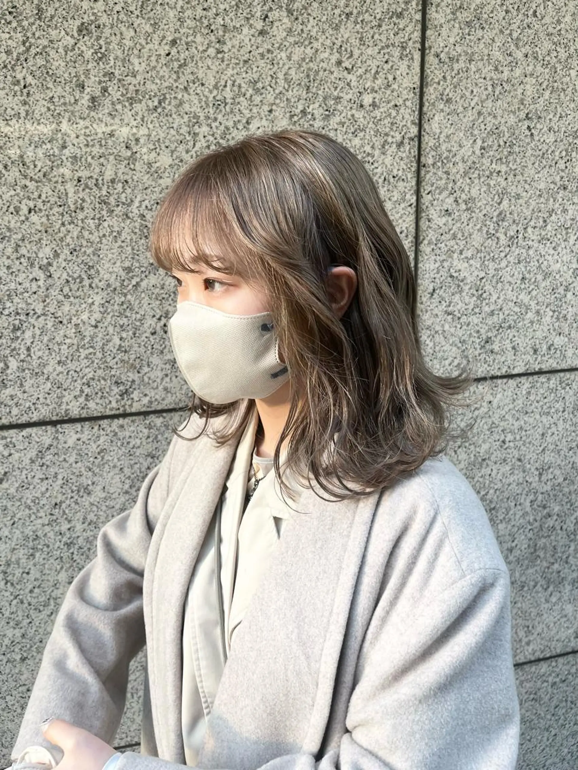 ミディアム カラー ニュアンスパーマ 曲がる縮毛矯正　爲石のヘアスタイル