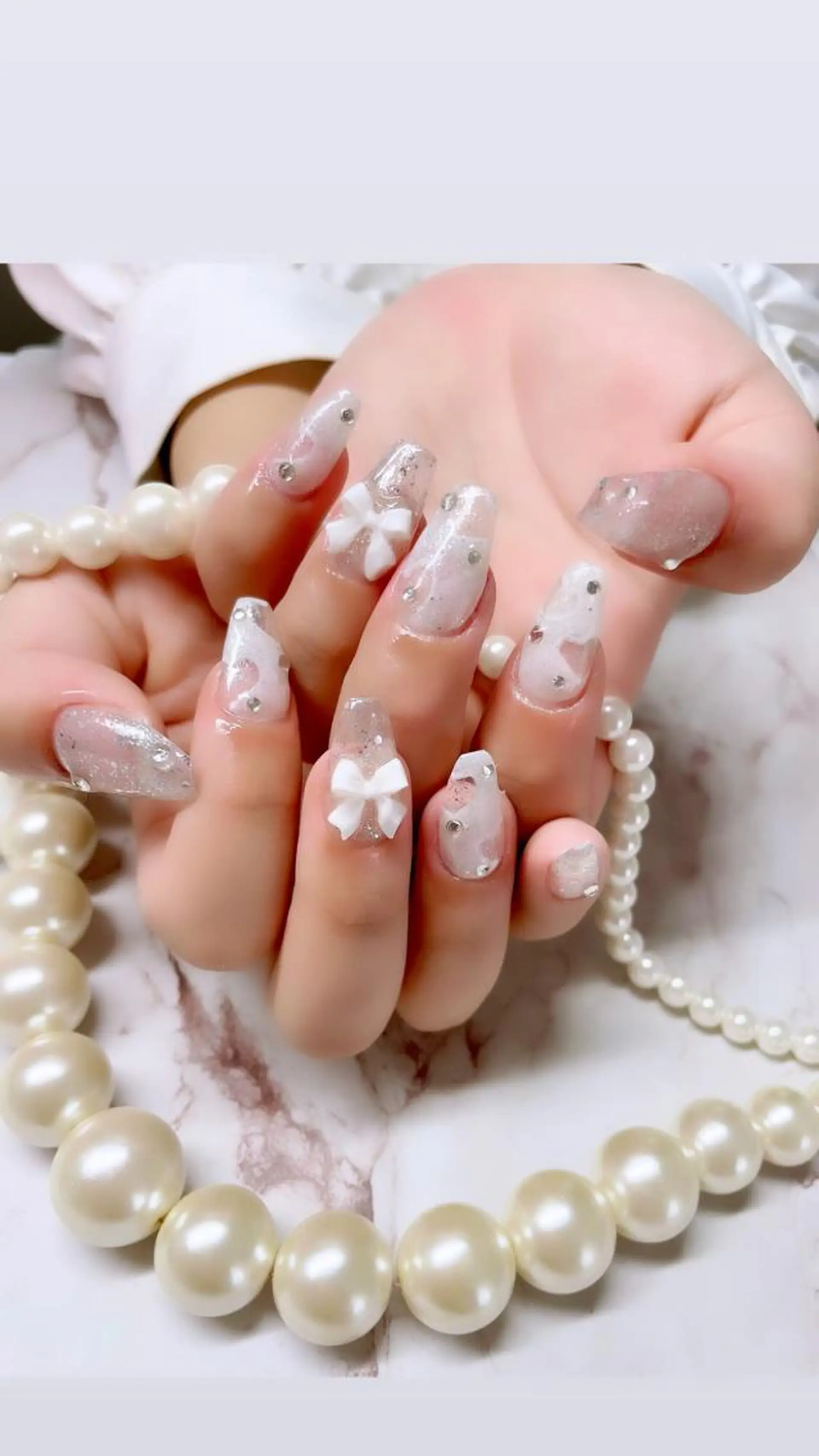 ネイル ハート 春ネイル ホワイト Nail salon 🎀Angeのネイルデザイン