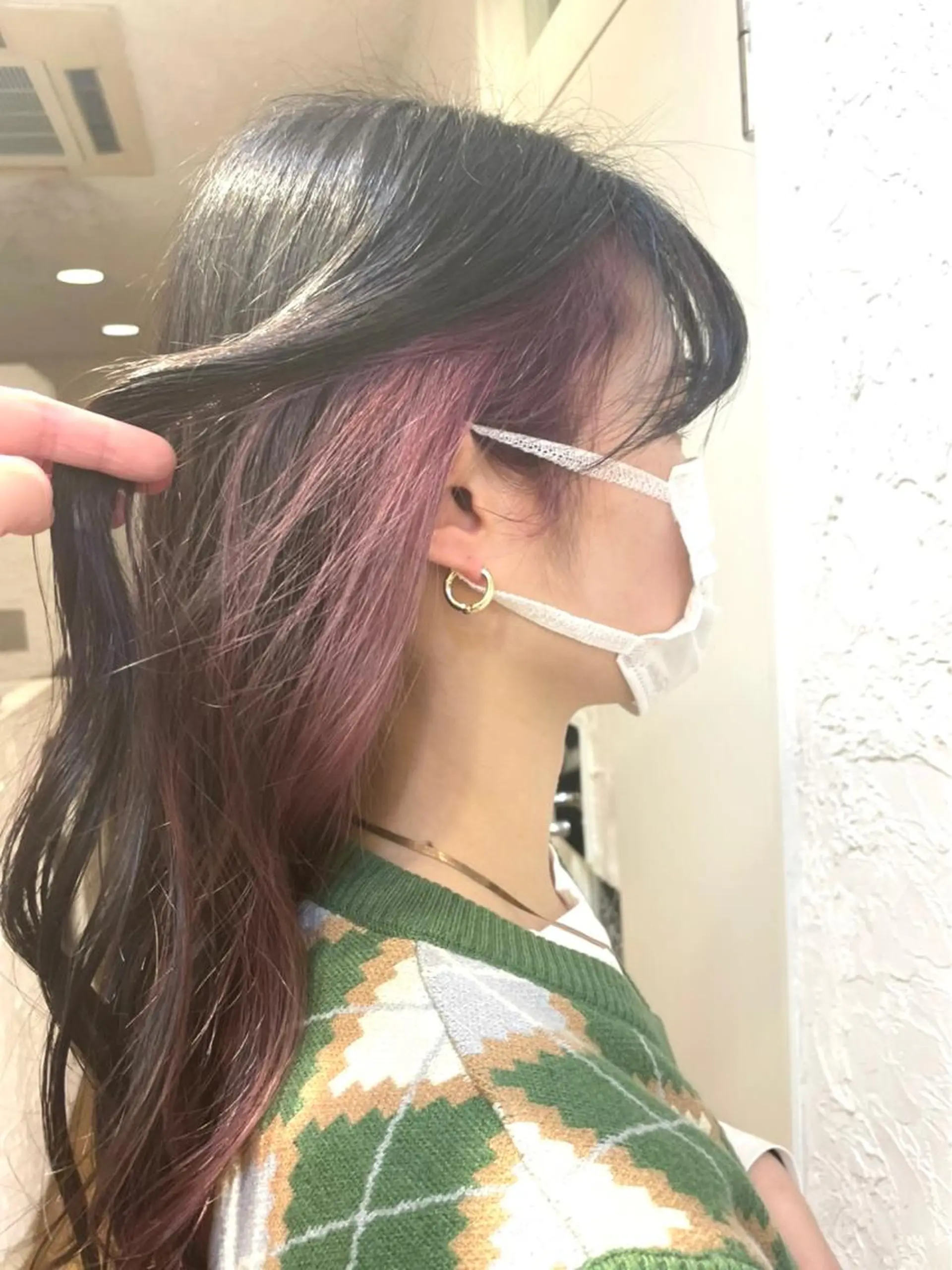 ロング カラー ミストバング イヤリングカラー  フェイスフレーミング グラデーションカラー ロング Colk ☆のマツエク・マツパデザイン