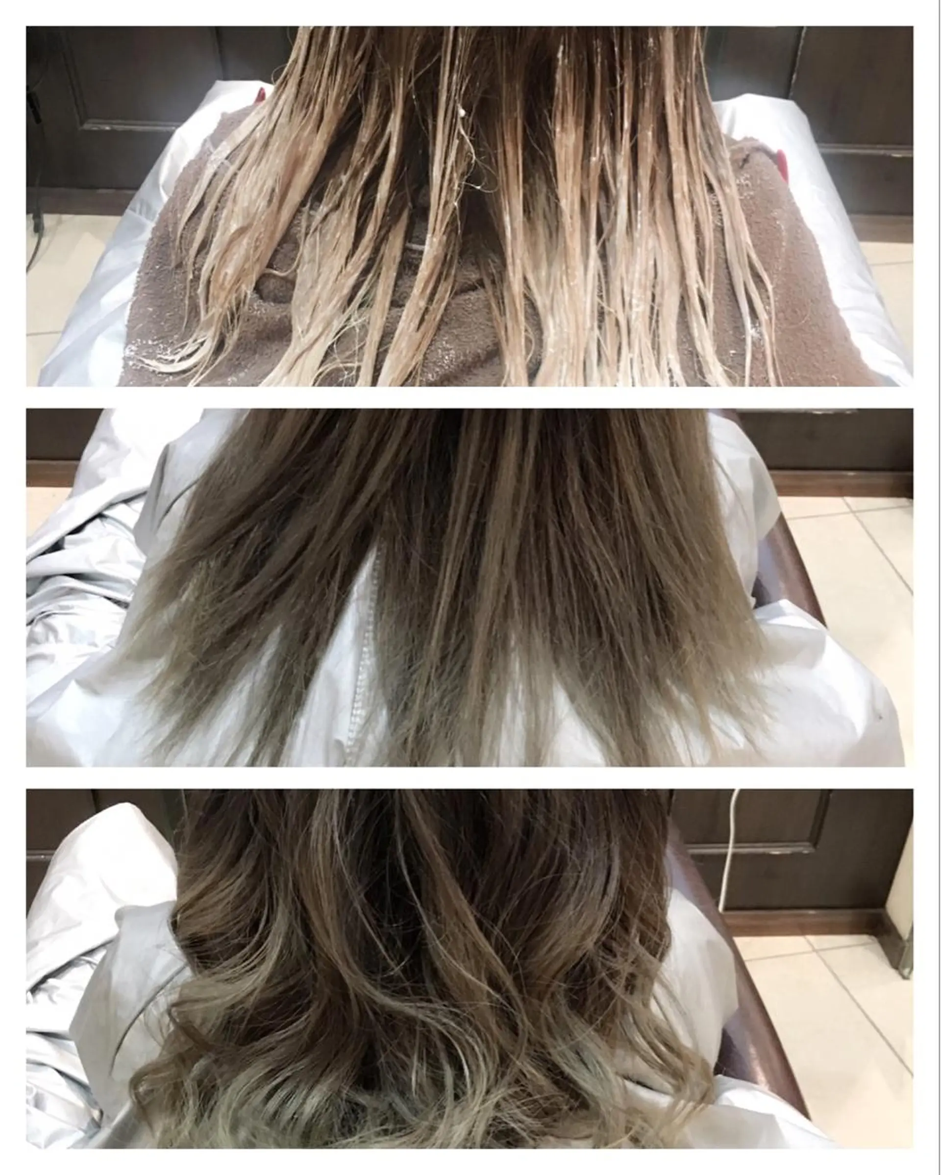 ロング カラー バレイヤージュ グラデーションカラー グレージュ レイヤーカット エフェクトブリーチ エクステhiroのヘアスタイル