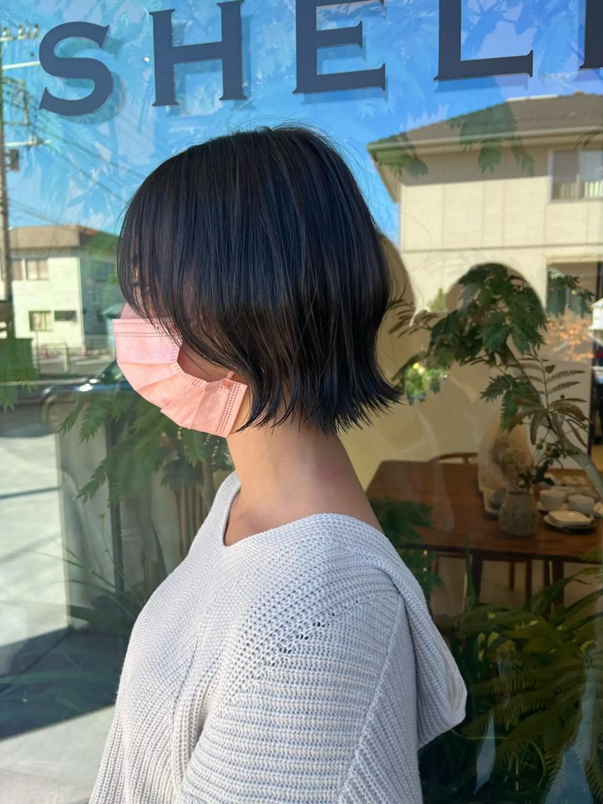 ショート カラー 黒髪 ブルーカラー ブルーブラック ボブ くびれヘア カット ヘアカラー トリートメント GISELAジゼラ所属・手塚 亮汰のヘアスタイル