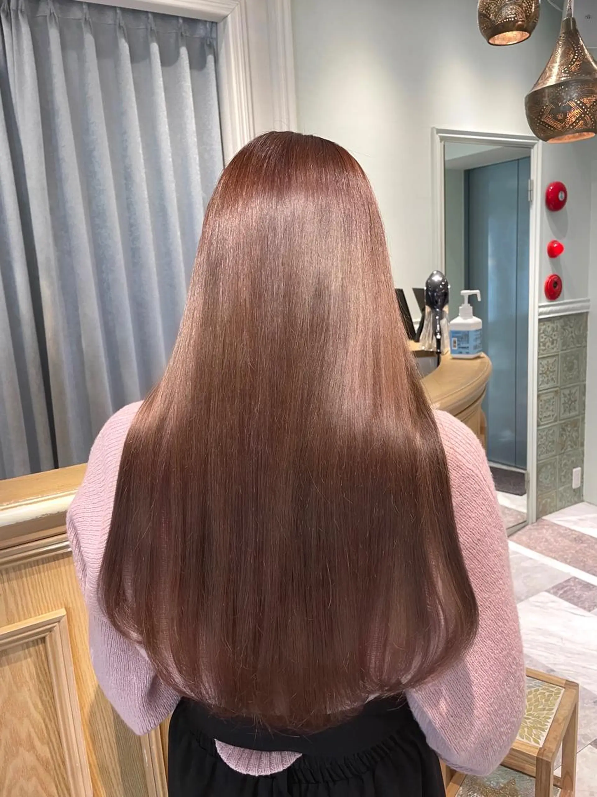 ロング ボブ ハイライト 髪質改善 韓国風ヘア 小顔カット ヘアカラー トリートメント 透明感カラー/カット 髪質改善/森栄範のヘアスタイル