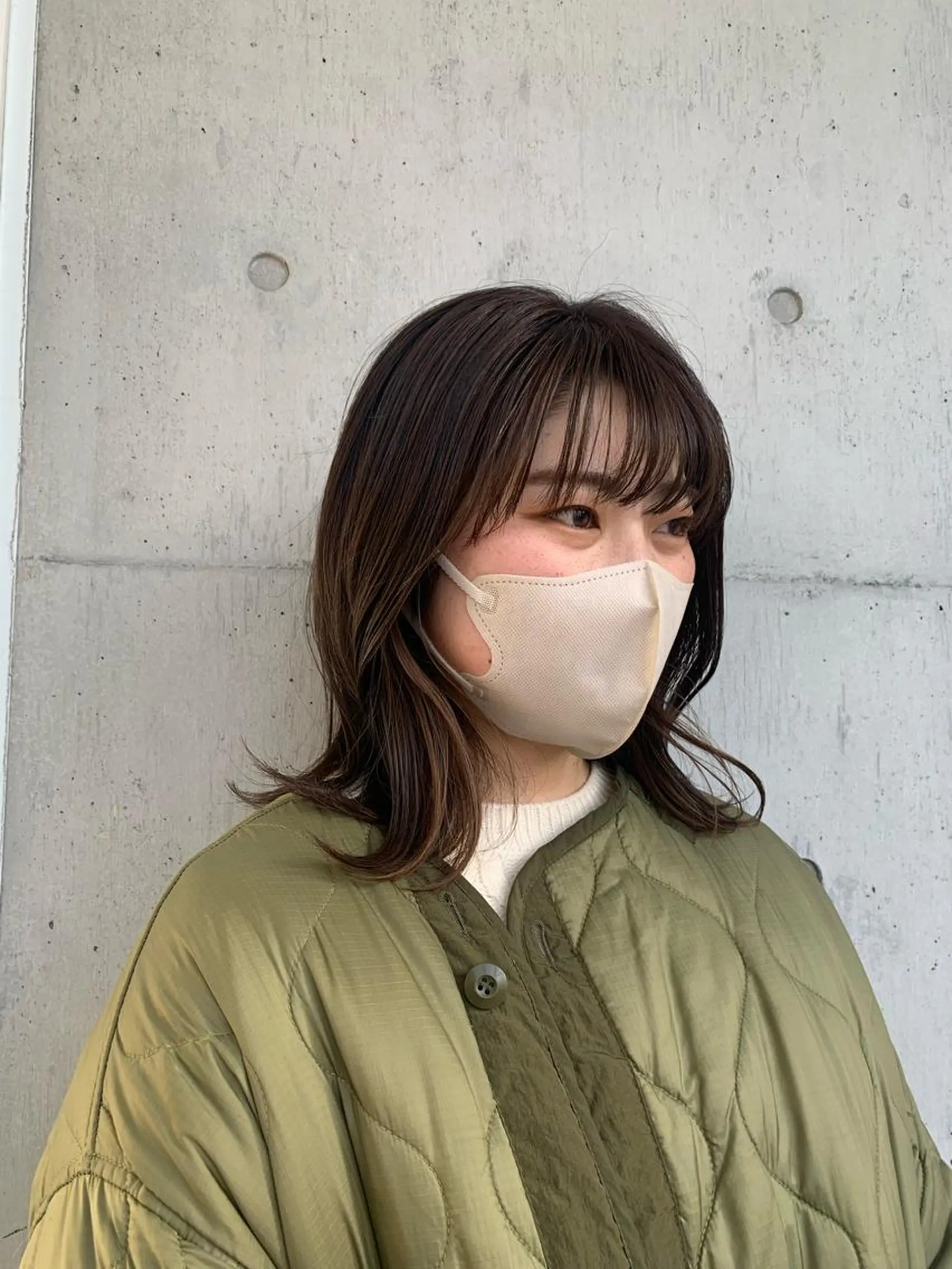 ミディアム カラー 透明感カラー くびれヘア カネコ ユカリのヘアスタイル