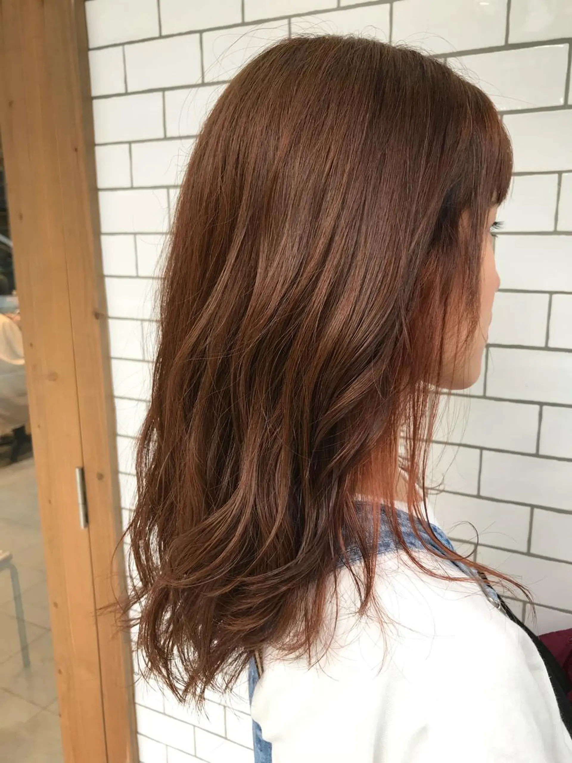 ロング カラー ベージュカラー オレンジ オレンジベージュ 竹嶌 健吾のヘアスタイル