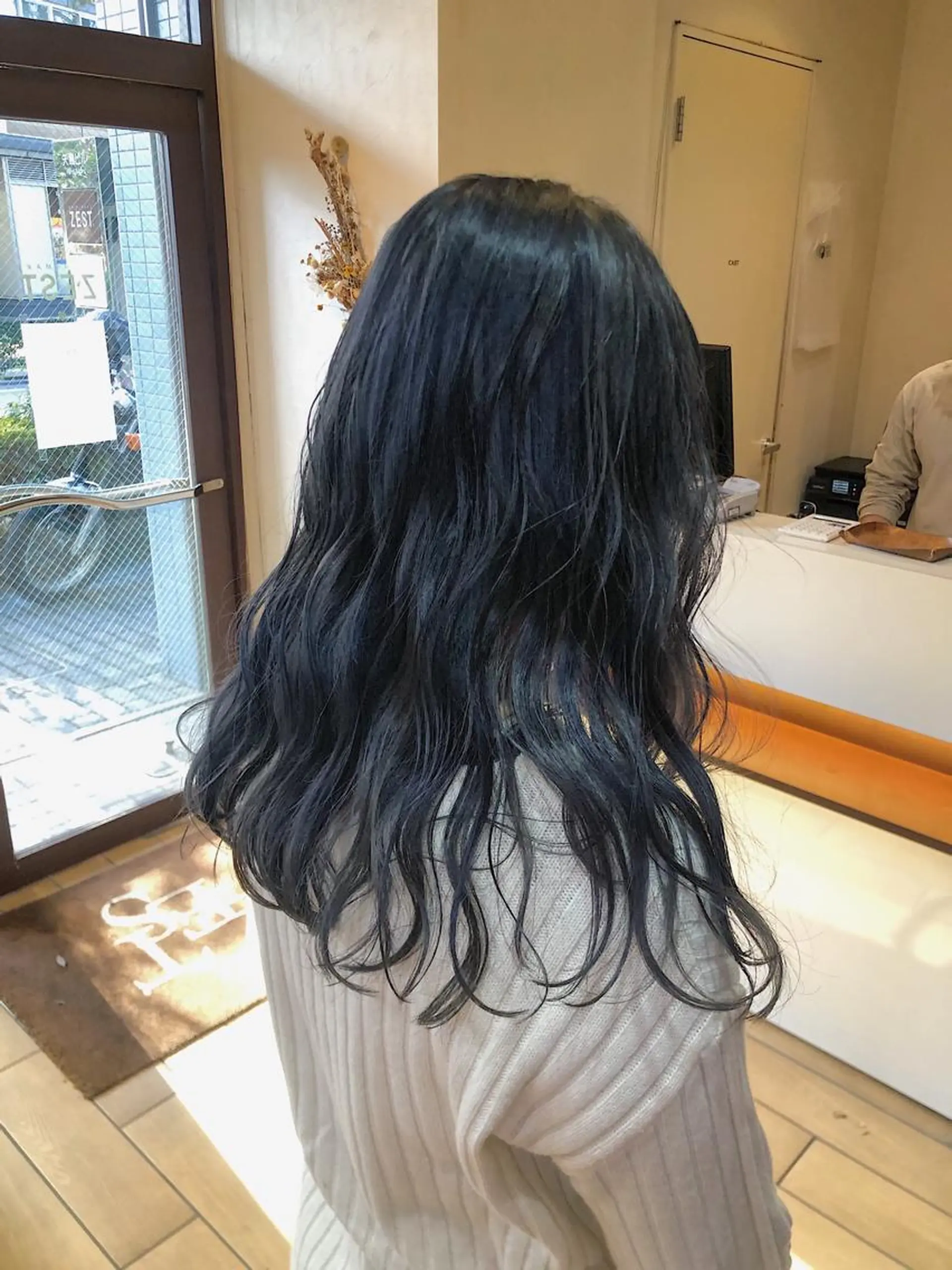 ロング カラー 黒髪 ブルーカラー ブルーブラック 透明感/レイヤー カット🎀マコのヘアスタイル