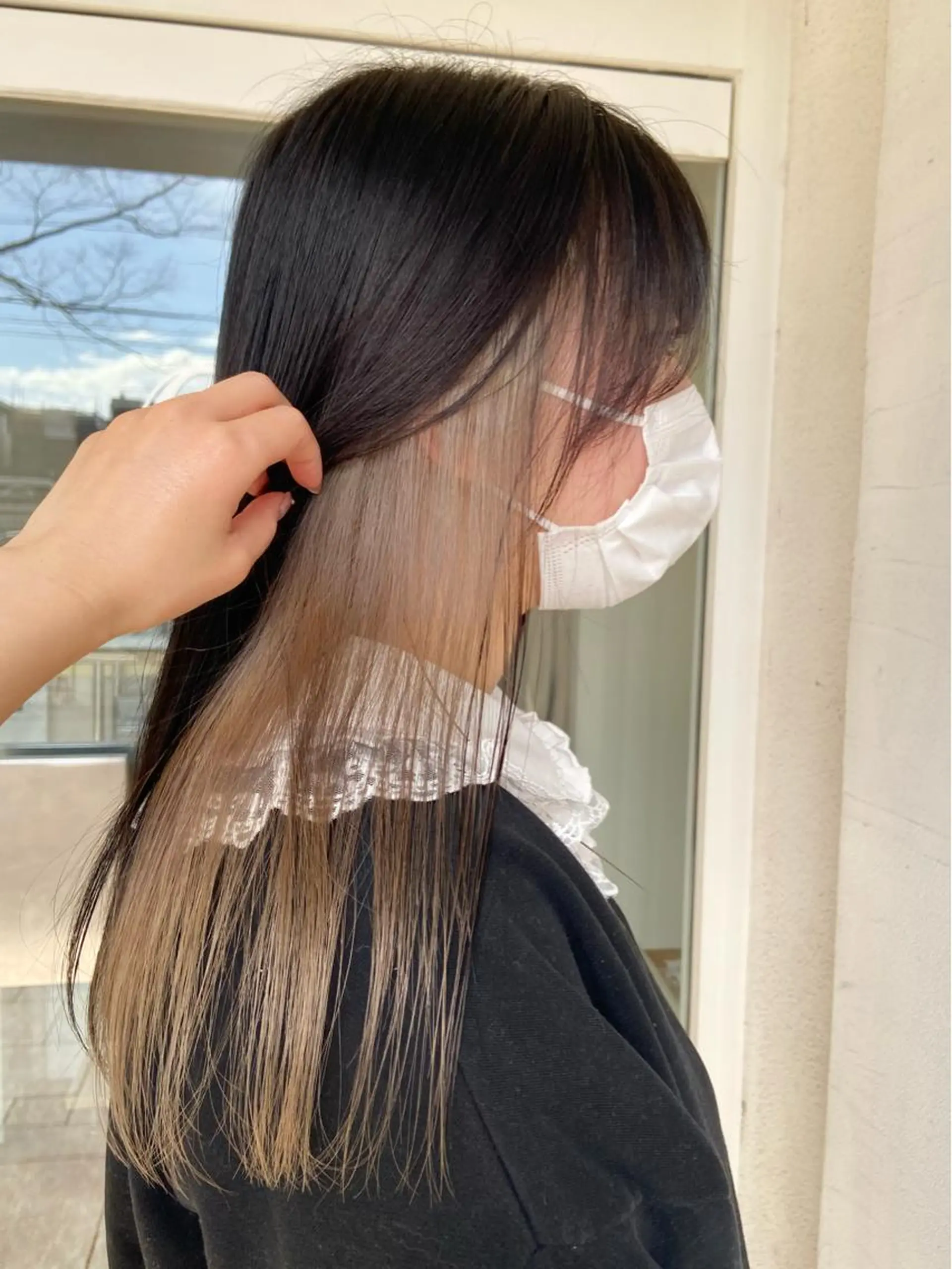 ロング カラー ベージュカラー ホワイトベージュ 伏見稲荷/髪質改善/ ブリーチ/西川奈穂のヘアスタイル