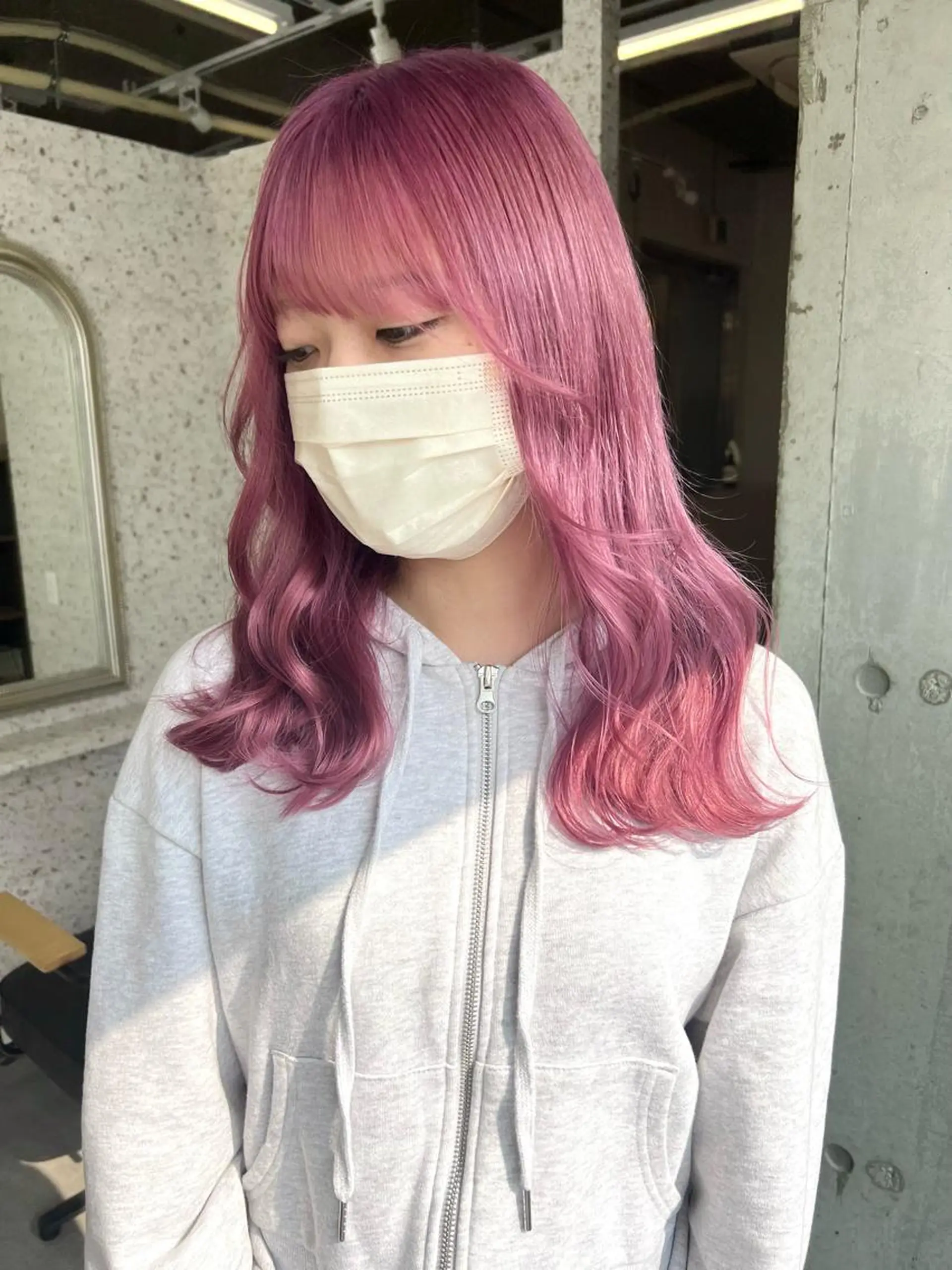 セミロング カラー バレイヤージュ ブリーチ ケアブリーチ ハイライトカラー インナーカラー ヘアカラー トリートメント lani 天神大名/ブリーチのヘアスタイル