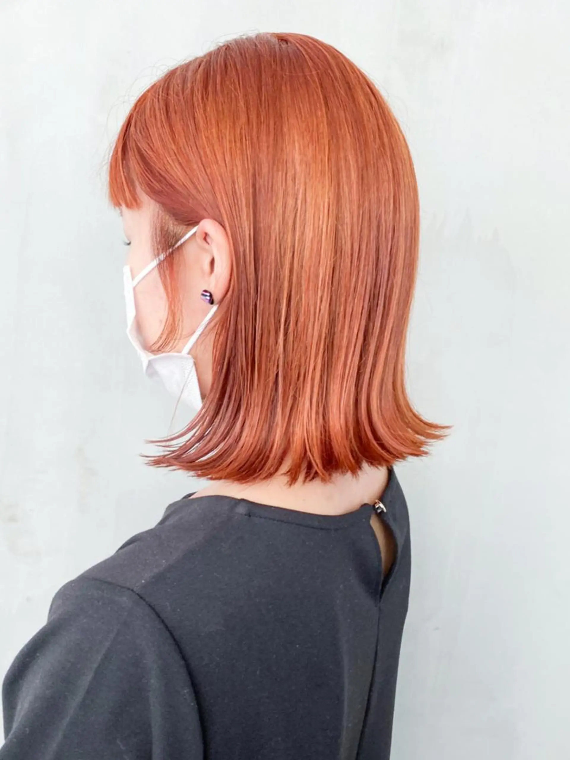 ミディアム カラー パーマ ヘアアレンジ オレンジ ボブ ITbyALBUM 藤沢店のヘアスタイル