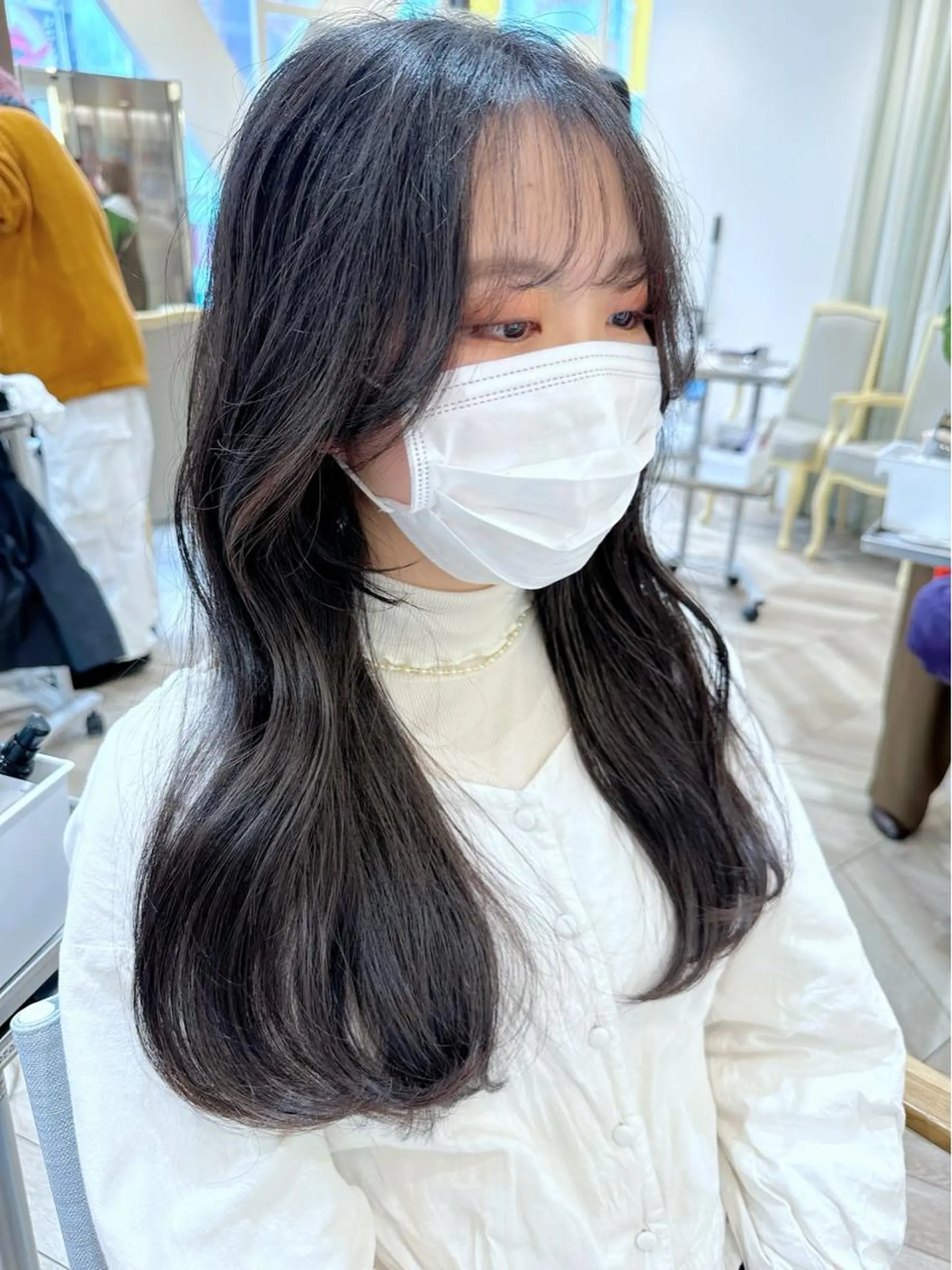 ロング カット トリートメント ベージュ/インナー カラー🤍Rieのヘアスタイル