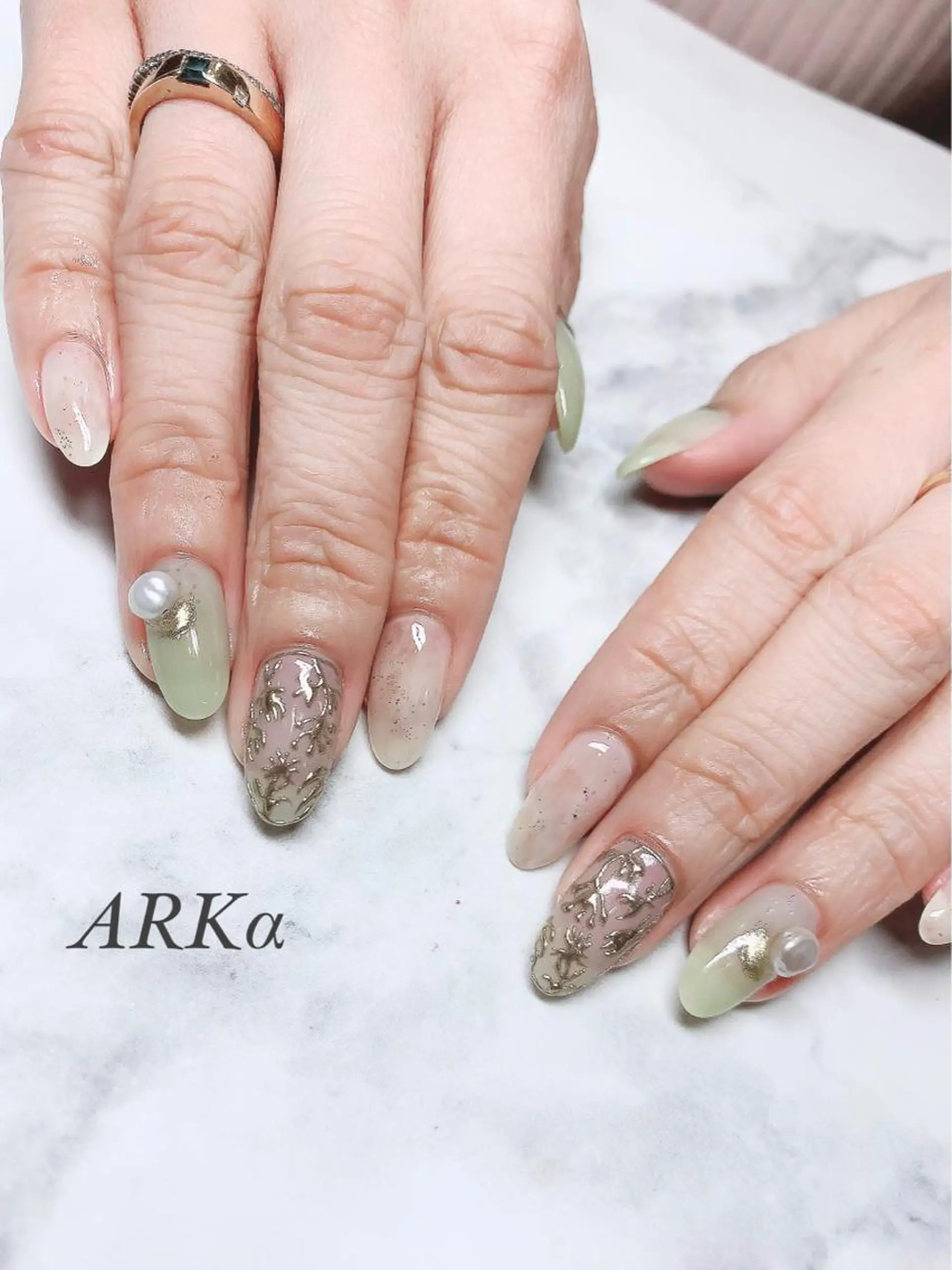 ロング ネイル ミラーネイル ハンドネイル Nailsalon ARKαのネイルデザイン