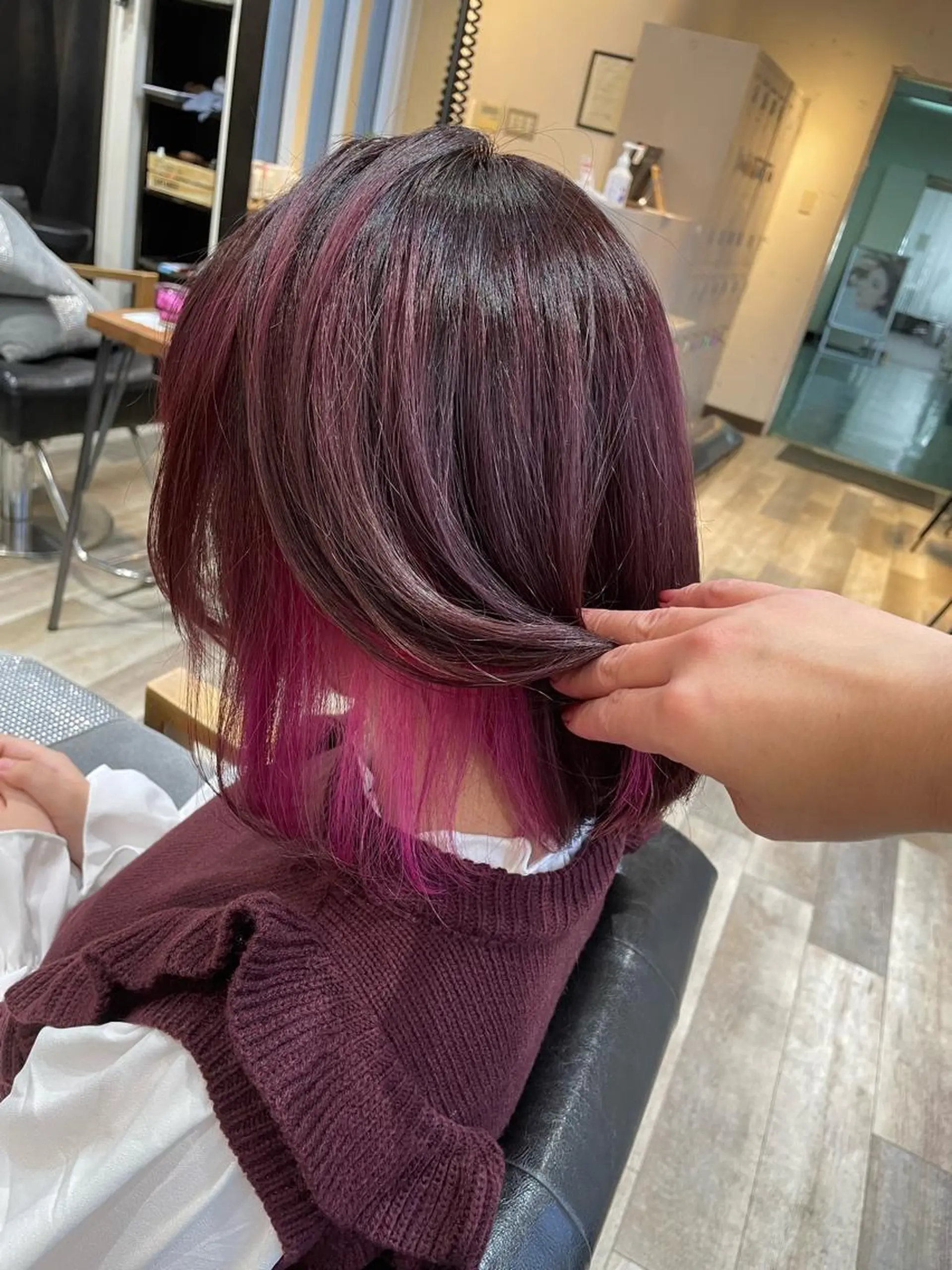 ミディアム カラー ピンクカラー ACROあべの店所属・艶カラー/インナー /グラデ/大西小百合のヘアスタイル