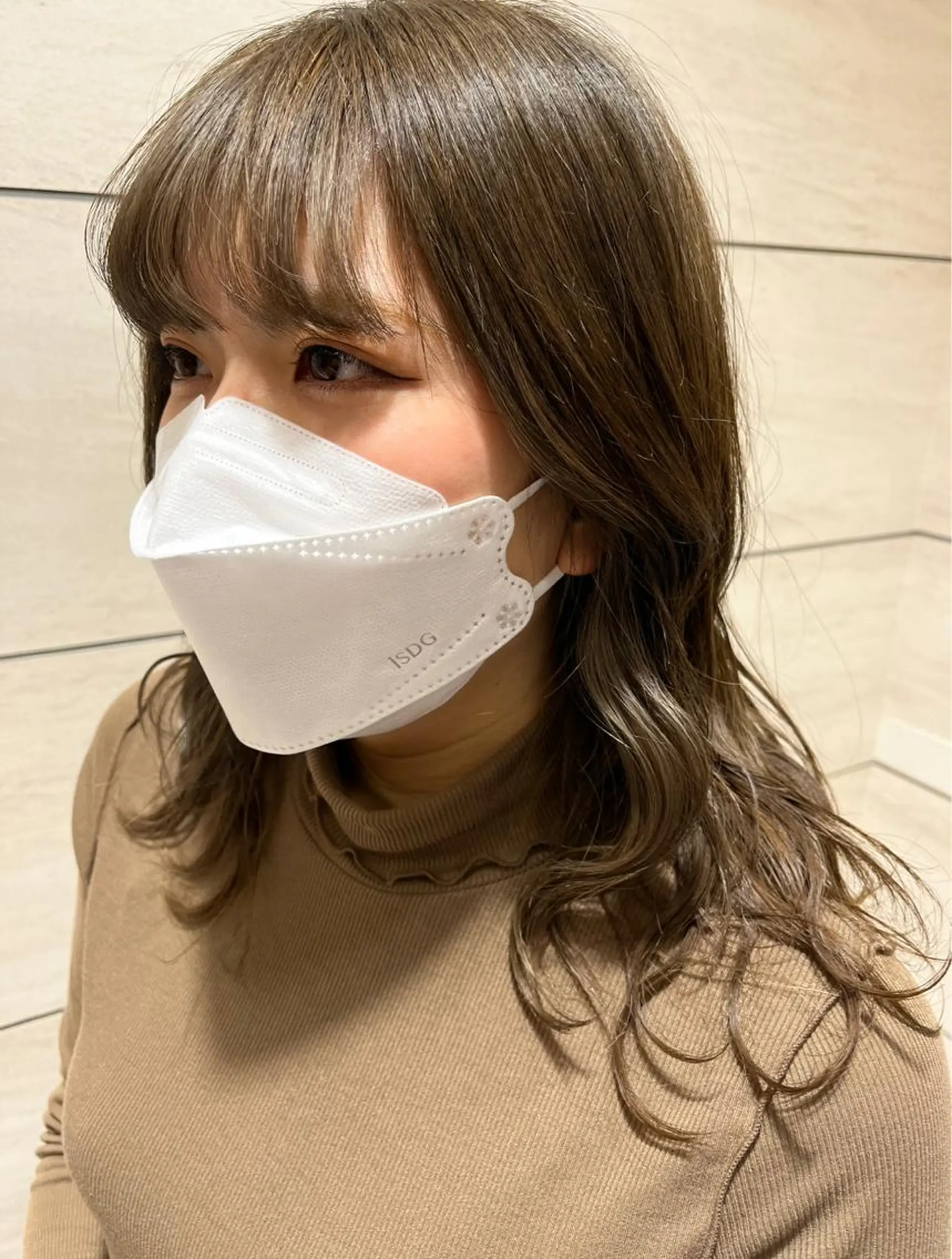 ミディアム カラー ベージュカラー オリーブベージュ noll【今池駅前】 池田碧花のヘアスタイル