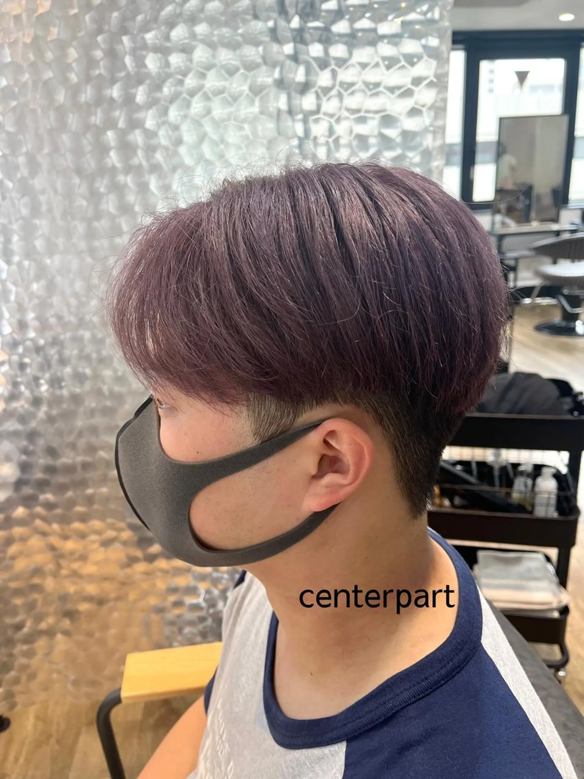 ショート カラー メンズ メンズブリーチ センターパート フェードカット マッシュ メンズパーマ メンズカット/パーマ Yoshiのヘアスタイル