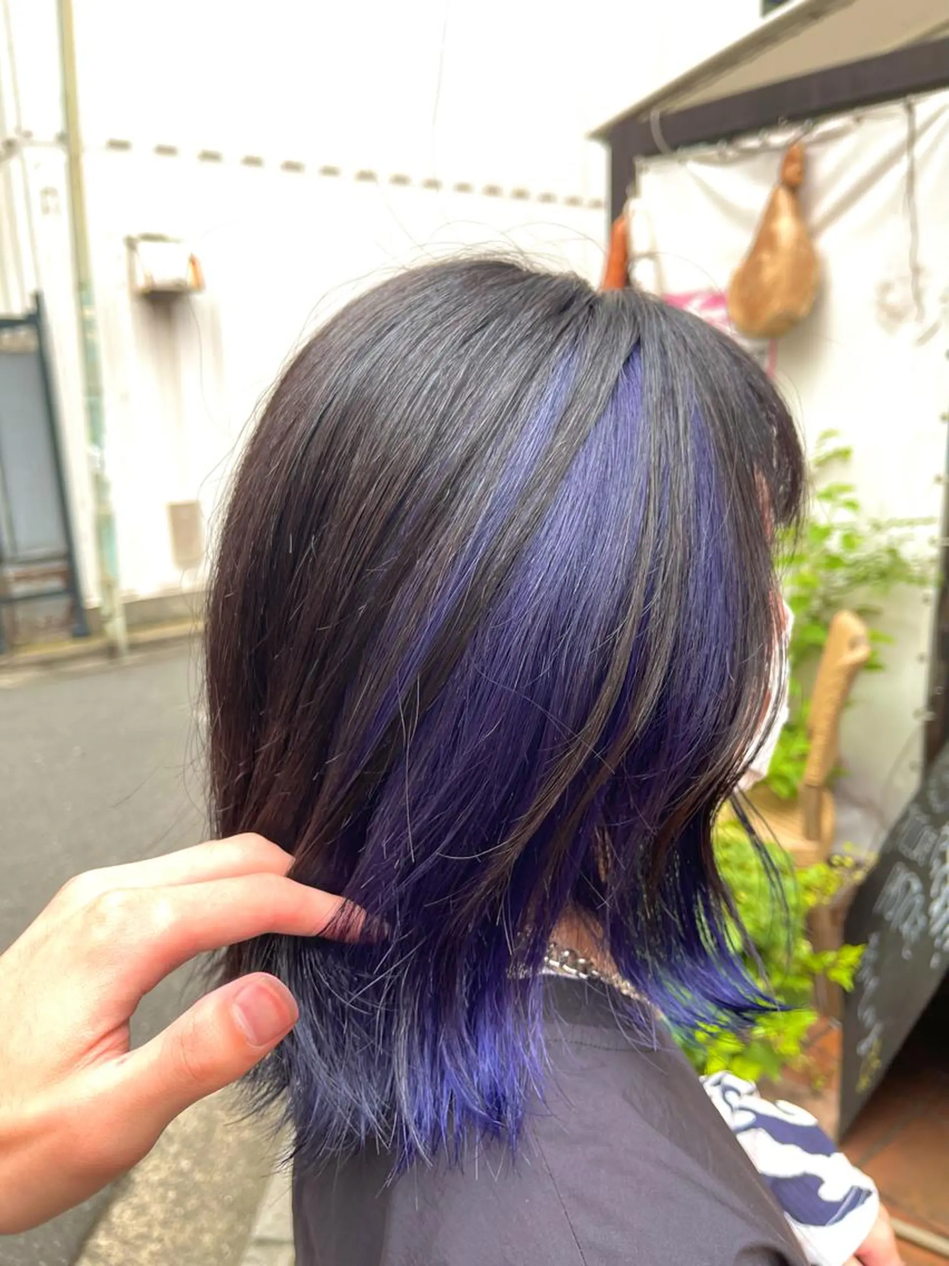 ミディアム カラー ネイビーカラー パープルカラー ヘアカラー トリートメント ヘアセット 社内1メンズ担当✨ 毛流れパーマ鈴木瑛也のヘアスタイル