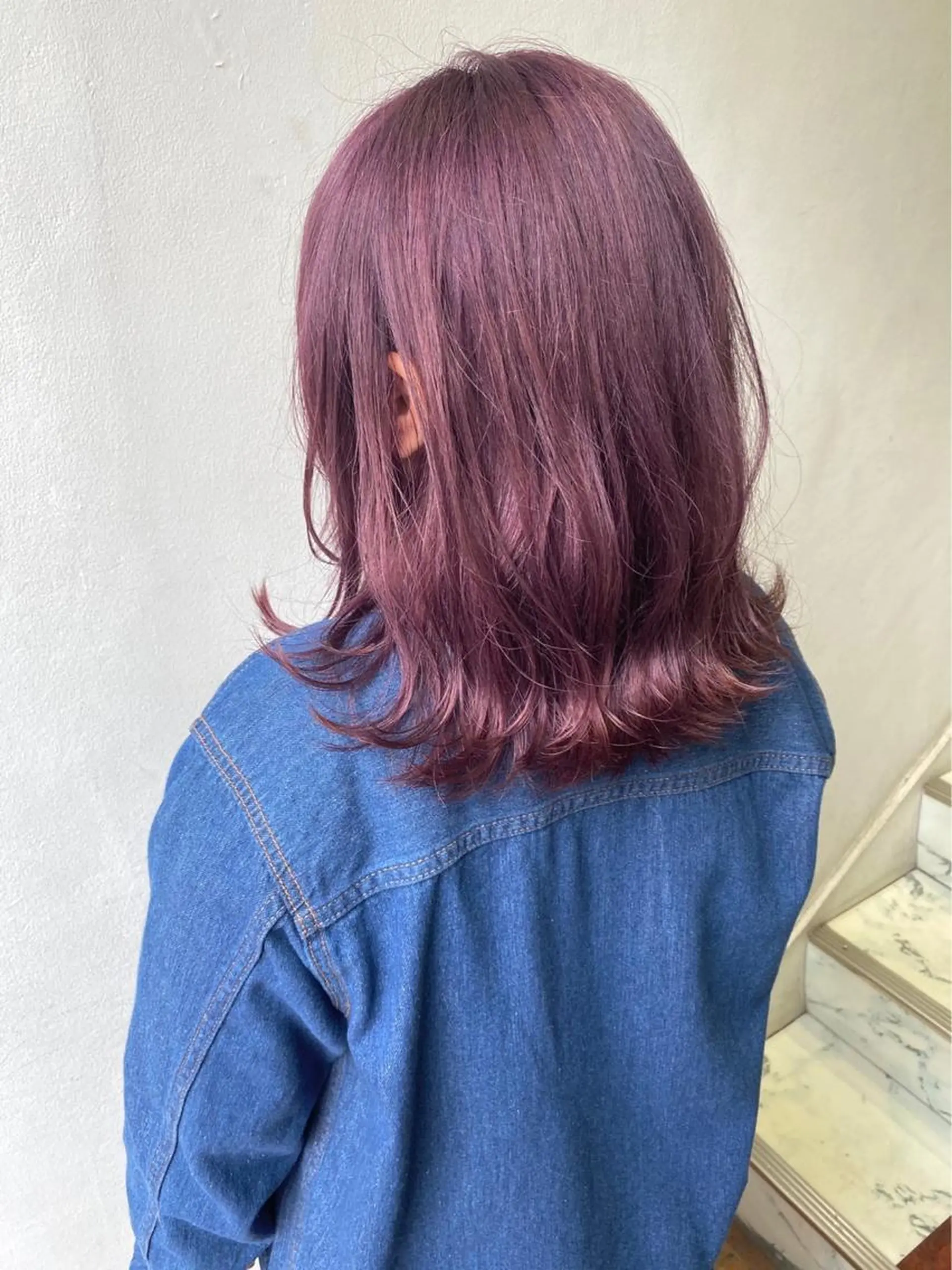 ミディアム カラー ヘアアレンジ ピンクカラー ピンクパープル パープルカラー 川田流輝 艶髪カラー/髪質改善のヘアスタイル