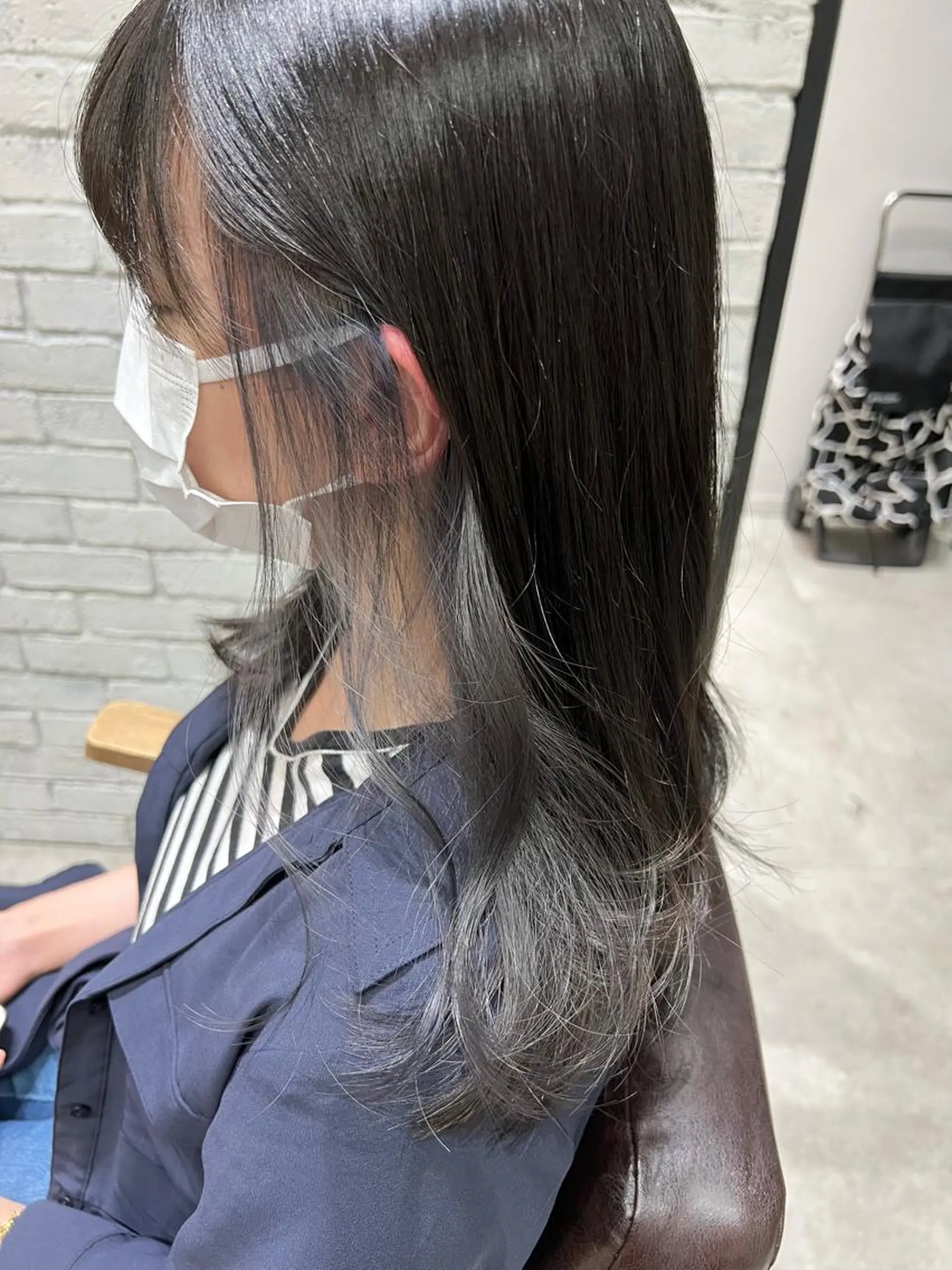セミロング カラー アッシュ ブリーチ ブルーカラー ブルーアッシュ インナーカラー ヘアカラー 🌿ニュアンスヘア 🌿福田沙也加のヘアスタイル
