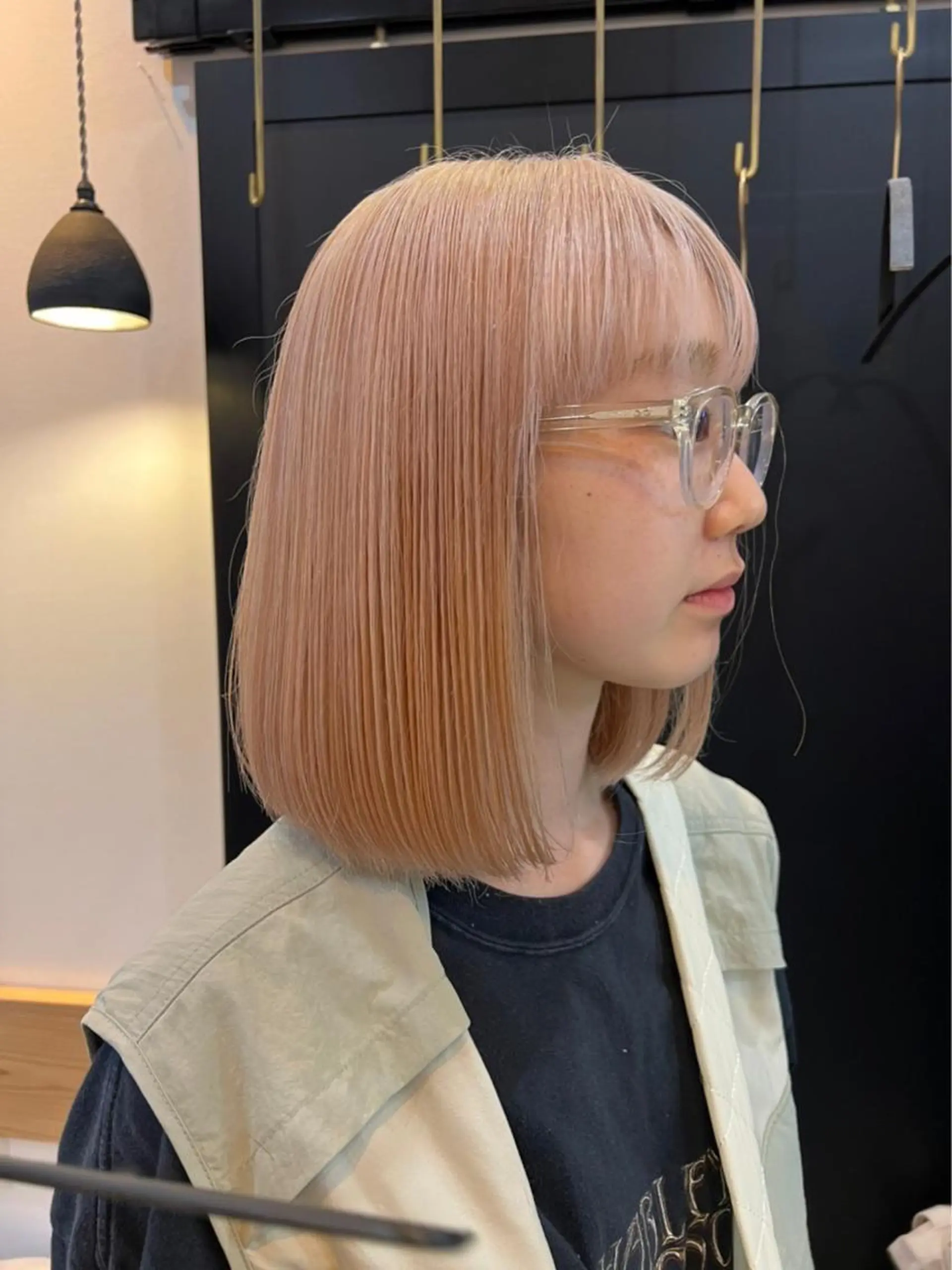 ミディアム カラー ベージュカラー ピンクカラー ピンクベージュ 藤山 大地のヘアスタイル