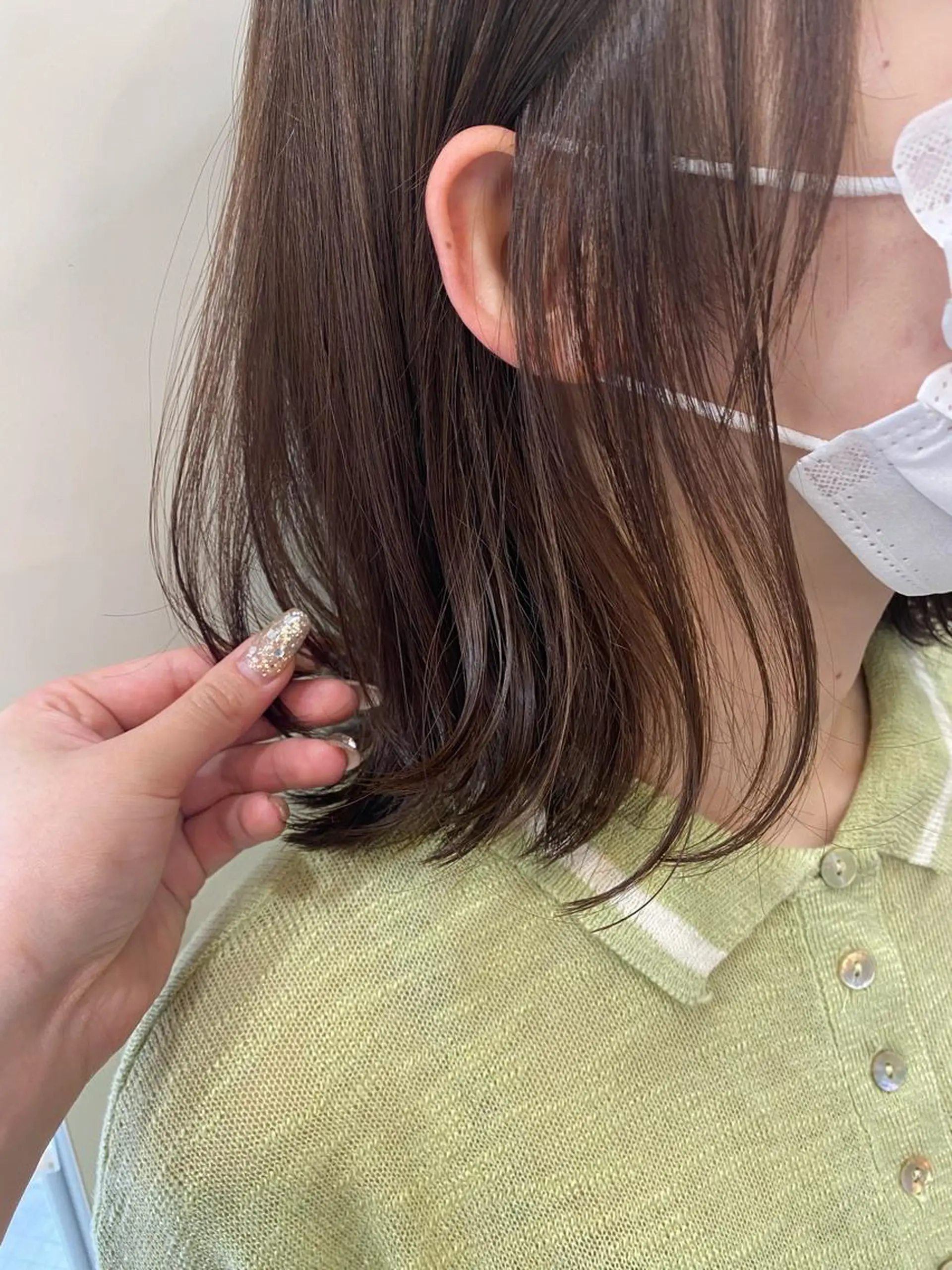 ミディアム カラー ベージュカラー ミント ミントベージュ 藤原 侑香のヘアスタイル
