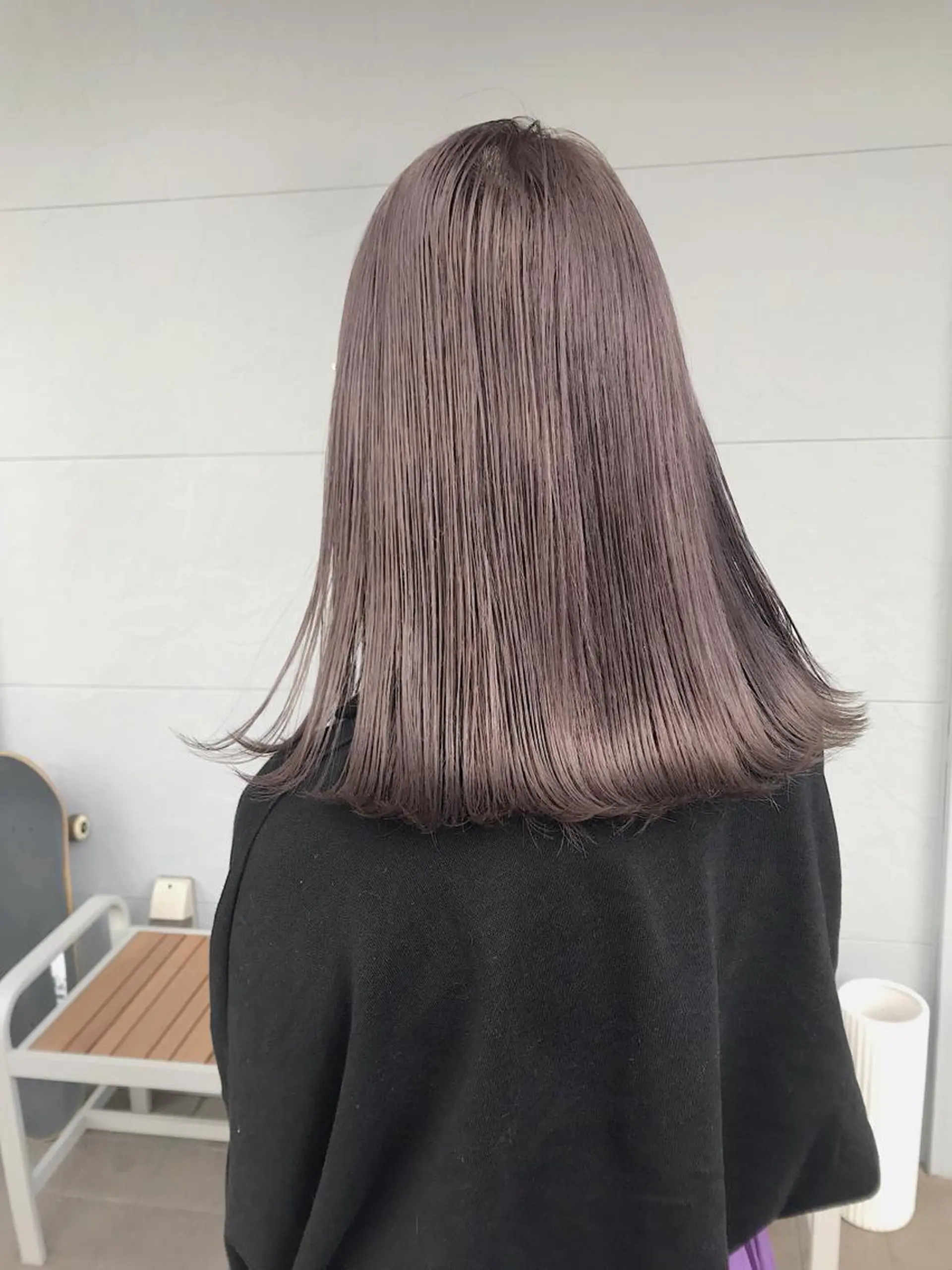セミロング カラー ヘアアレンジ ラベンダーカラー ヘアカラー トリートメント lani 天神大名/ブリーチのヘアスタイル