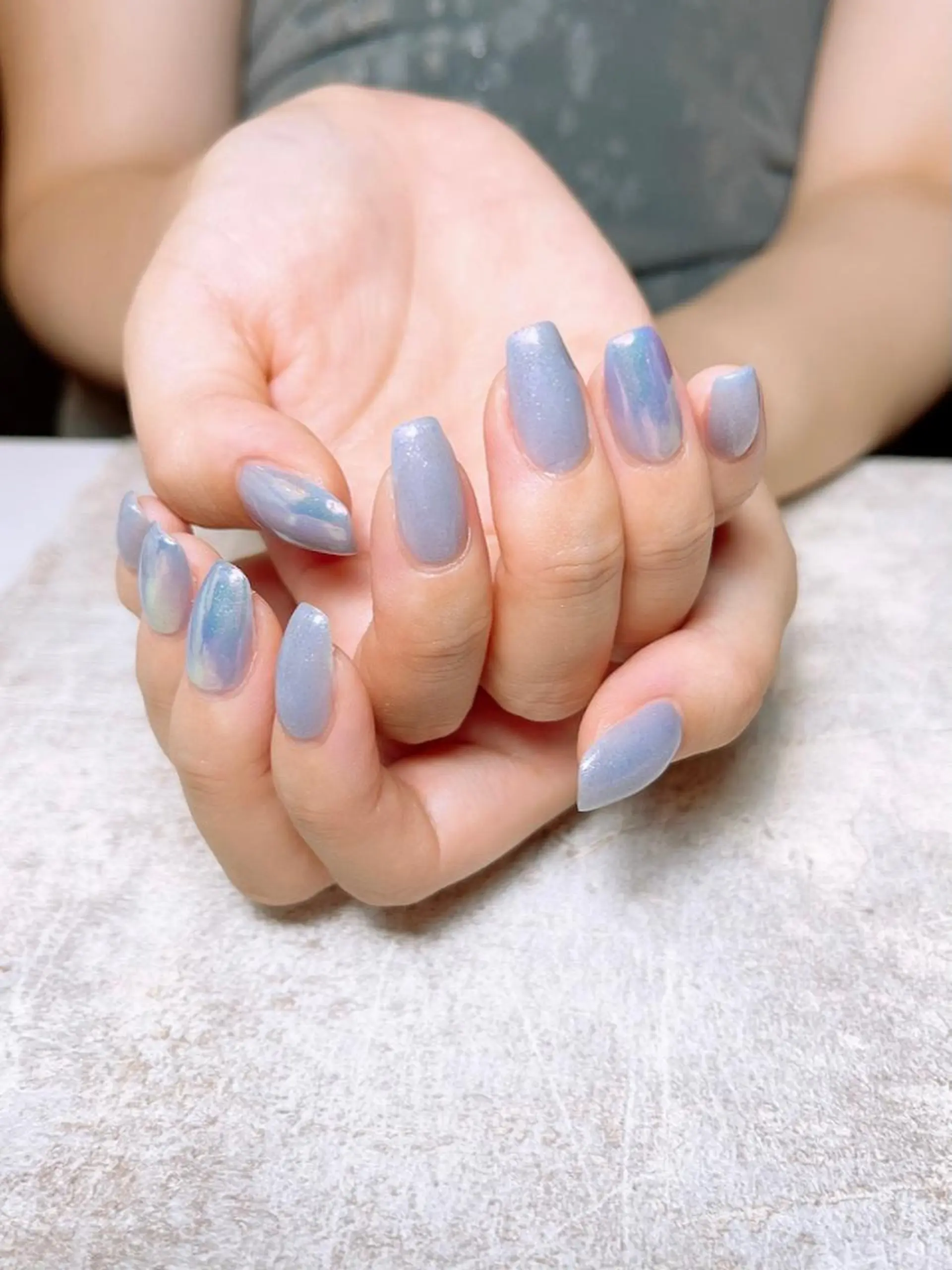 ネイル オーロラネイル ブルー ジェルネイル マグネットネイル ミラーネイル nailsalon mur.のネイルデザイン