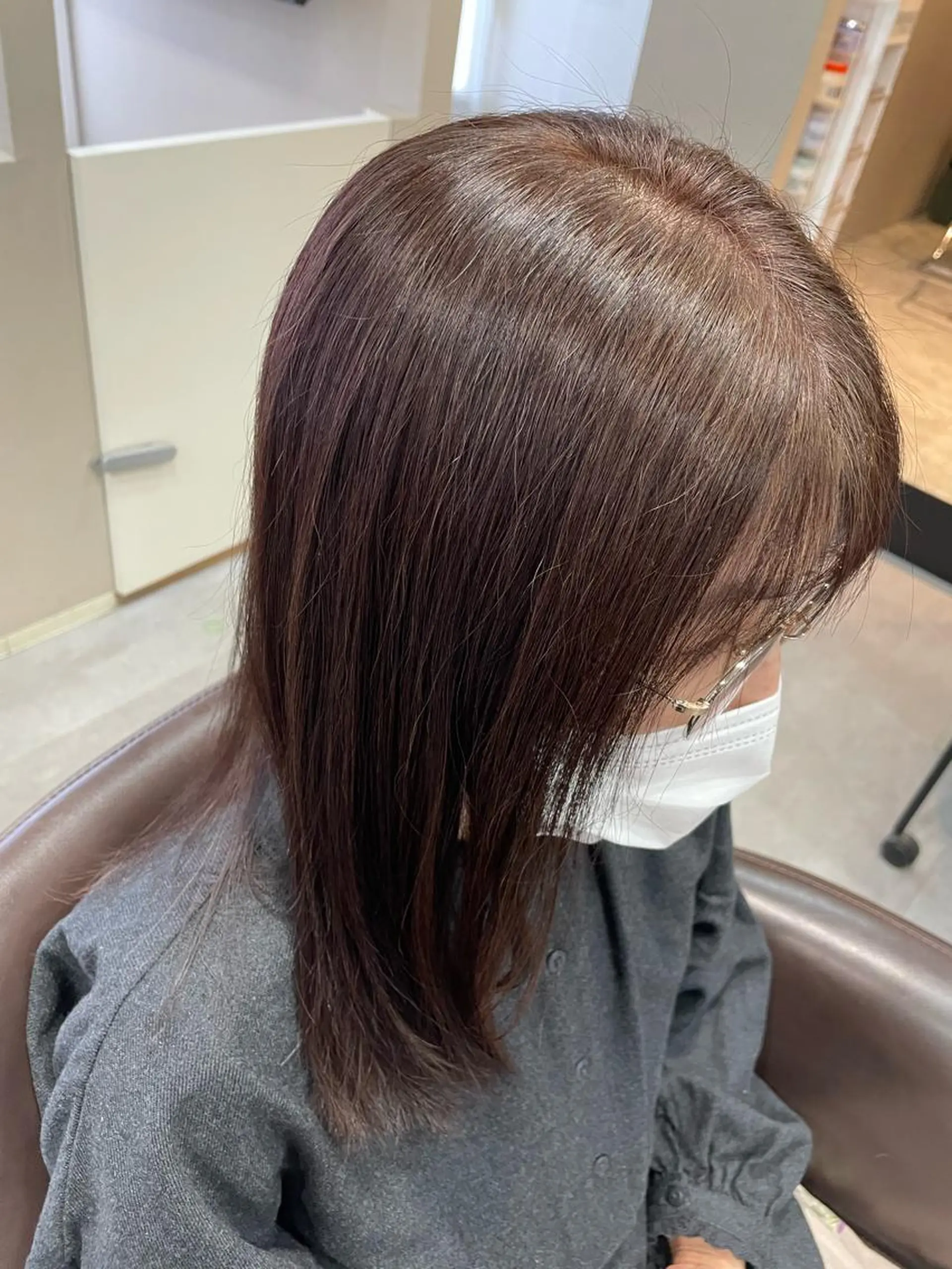 セミロング ハイライト ヘアカラー 永田 まどかのヘアスタイル