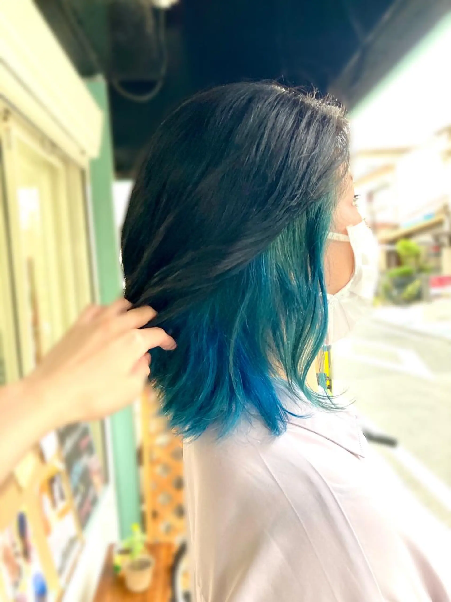 セミロング カラー パーマ ヘアアレンジ ブルーカラー AIM所属・髪質改善✧︎エステ 💎AIM【アイム】のヘアスタイル
