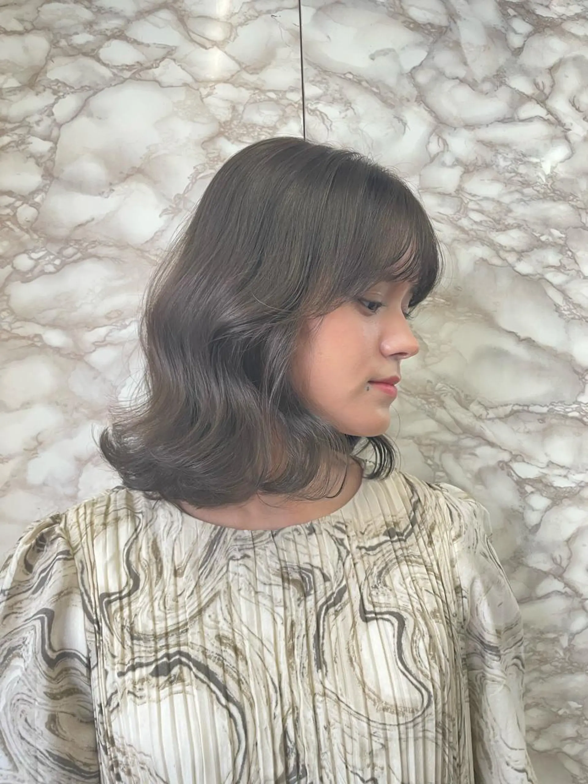 ミディアム カラー カット ヘアカラー トリートメント 極上の艶髪 RINAのヘアスタイル