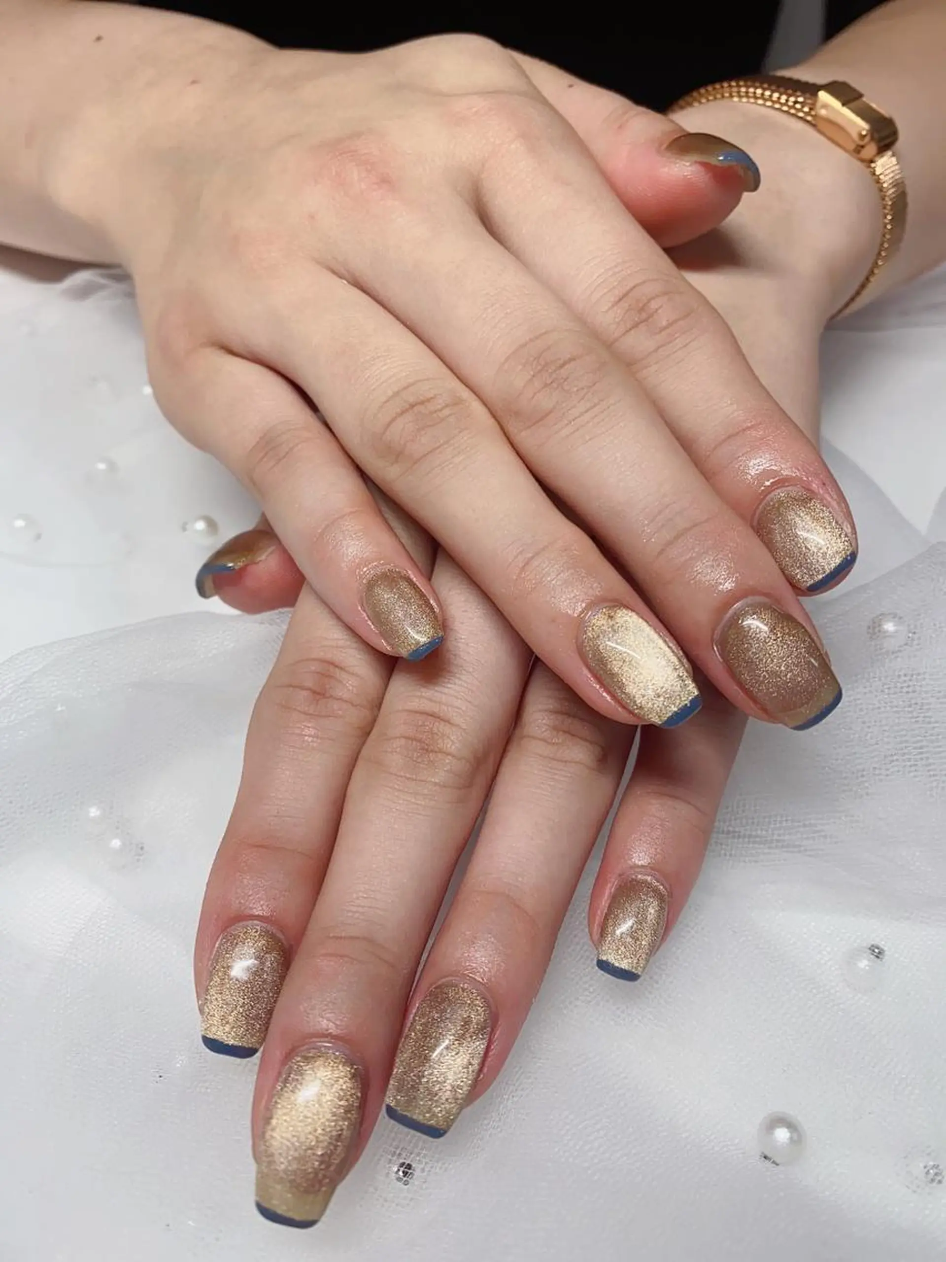 ネイル ブラウン クリアネイル フレンチネイル マグネットネイル シルバー Jasmine nailsalon所属・ジャスミン ネイルサロンのネイルデザイン