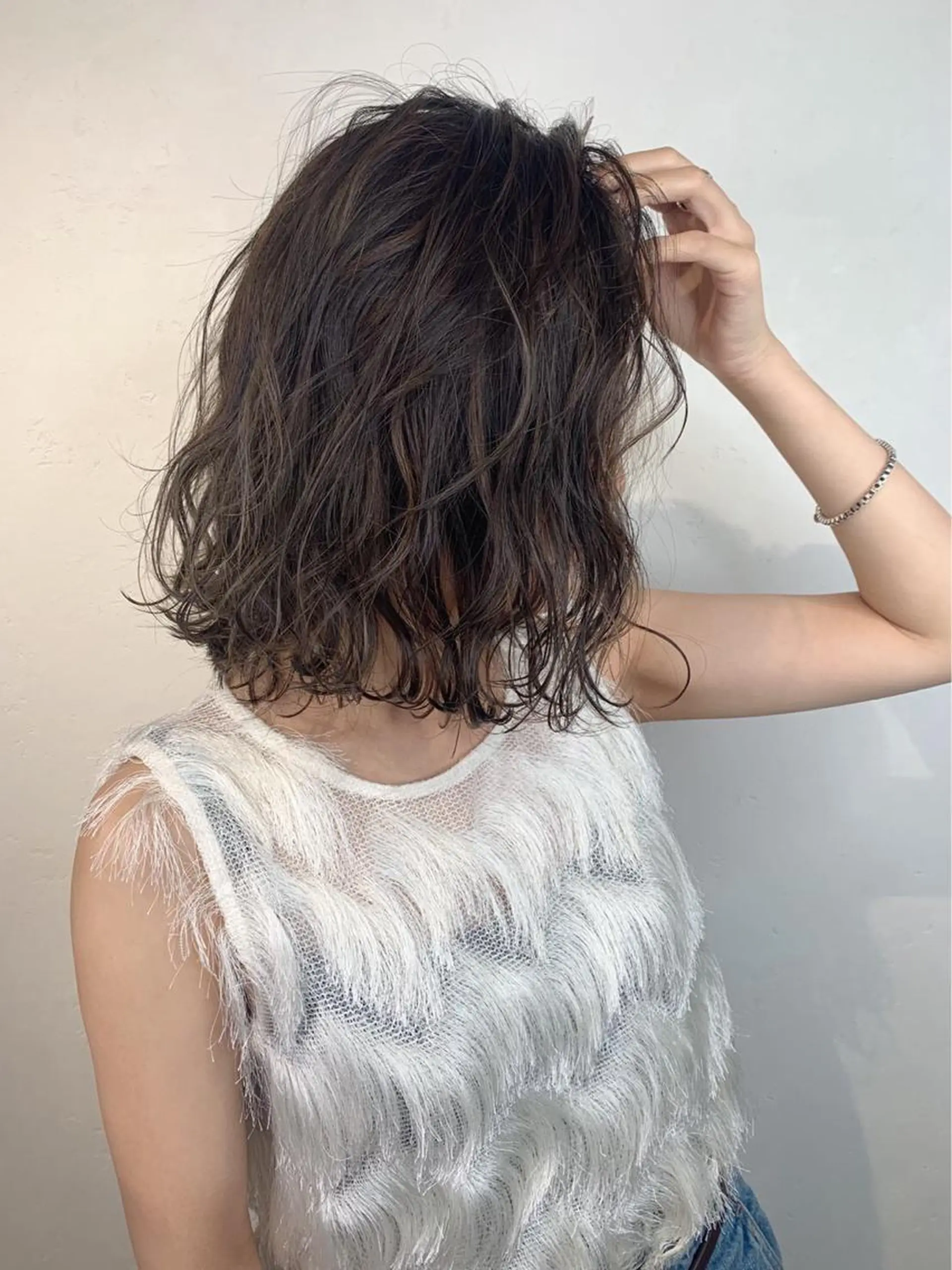 ショート カラー パーマ グレージュ ハイライトカラー ハイライト _ WHITE三宮店のヘアスタイル