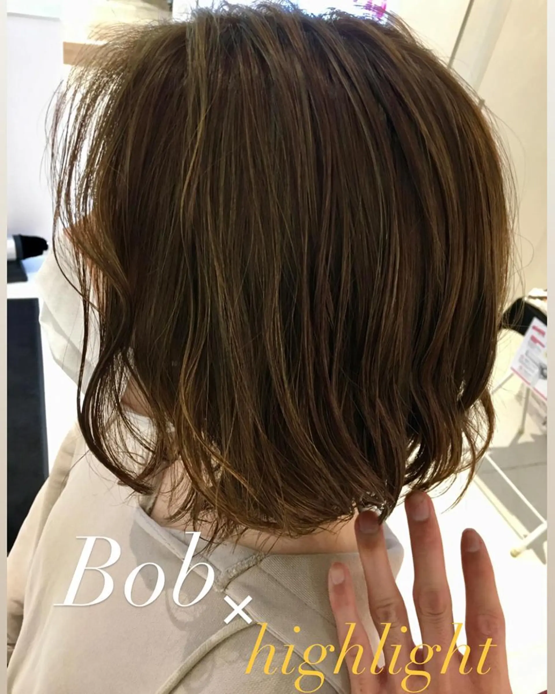 ミディアム カラー ベージュカラー ハイライトカラー ボブ ハイライト -5歳大人ﾊｲﾗｲﾄ ✨津嘉山のヘアスタイル