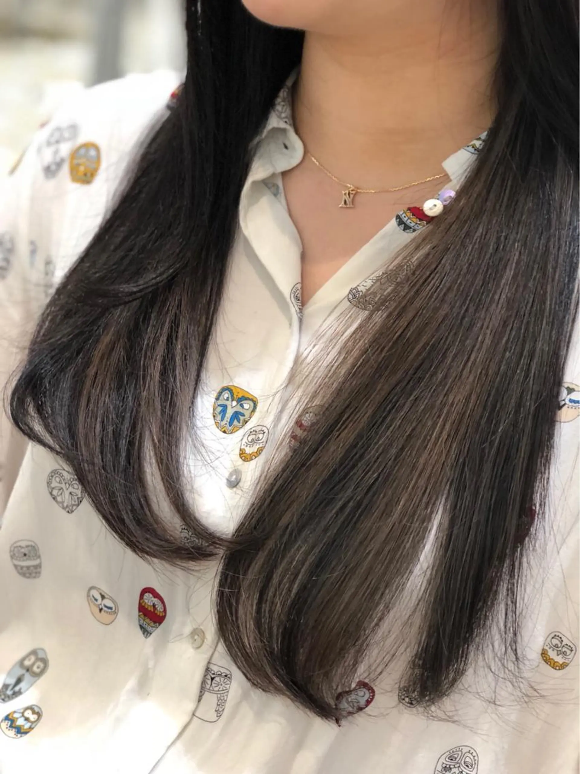 ロング カラー アッシュ 江崎 わか子のヘアスタイル