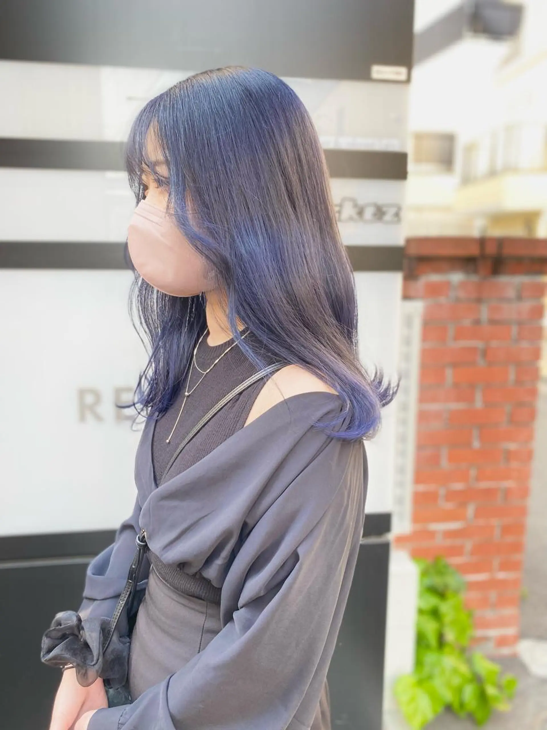 ロング カラー バレイヤージュ ベージュカラー 黒髪 ブリーチ ブルーカラー opus 店長大和 レイヤー/赤み消しのヘアスタイル