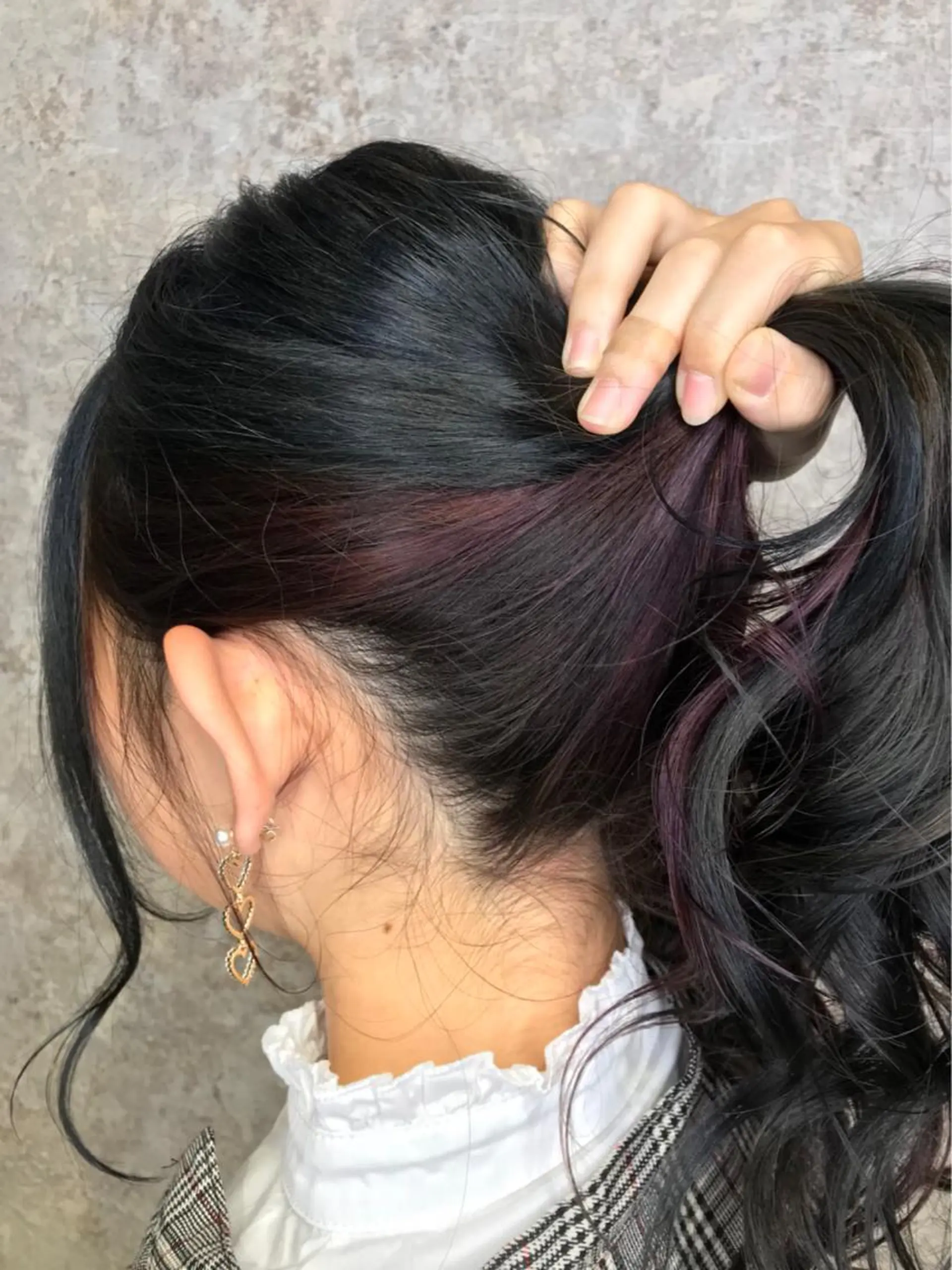 セミロング カラー ボルドーカラー ハイライトカラー ハイライト 💈Blanco💈 カラー&ケア🌈のヘアスタイル