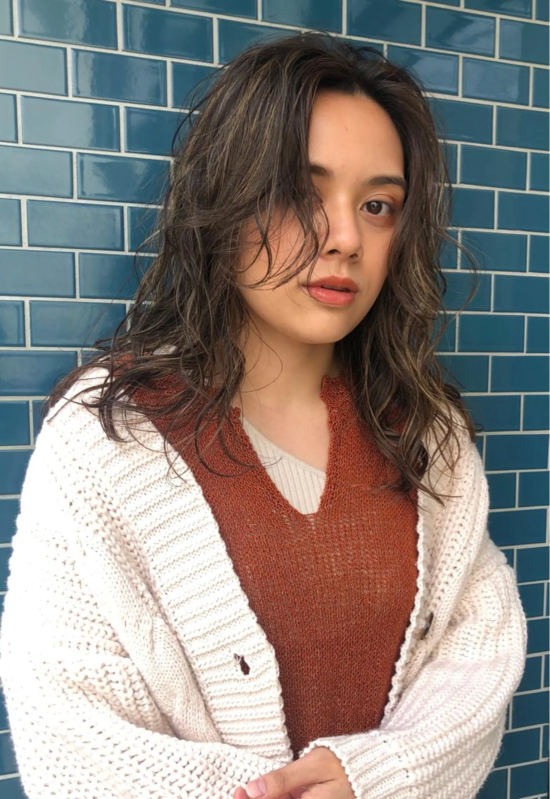 セミロング ハイライト bococa りんのヘアスタイル