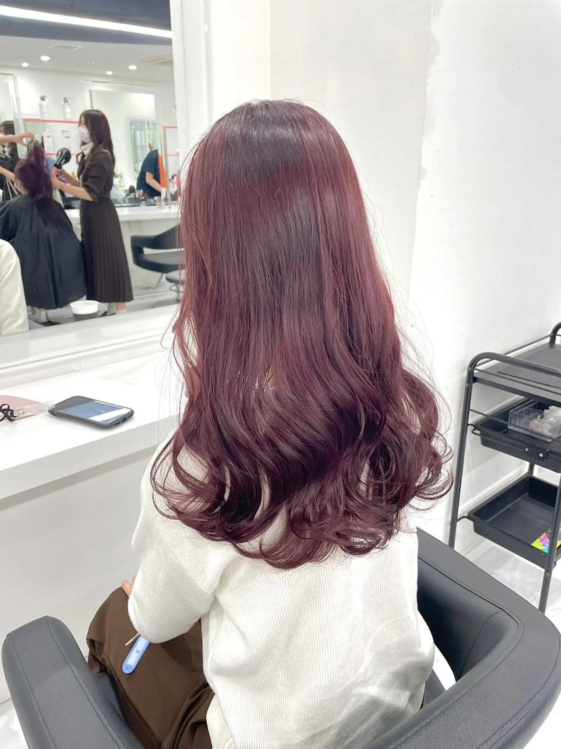 ロング カラー 🤎🎀ブリーチなし ピンクラベンダー🧸のヘアスタイル