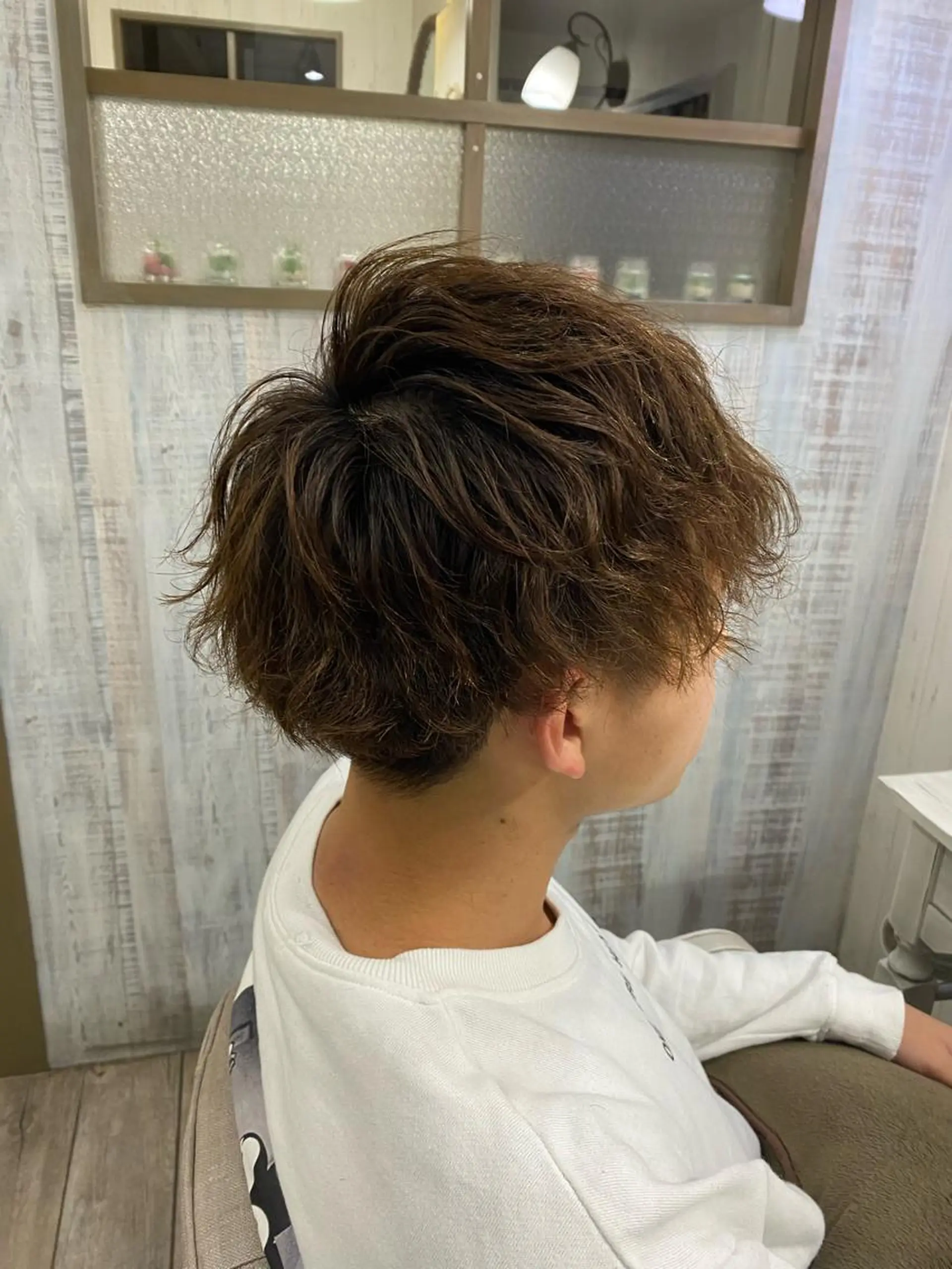 ショート パーマ メンズ ヘアカラー パーマ イシジマ タカナリのヘアスタイル