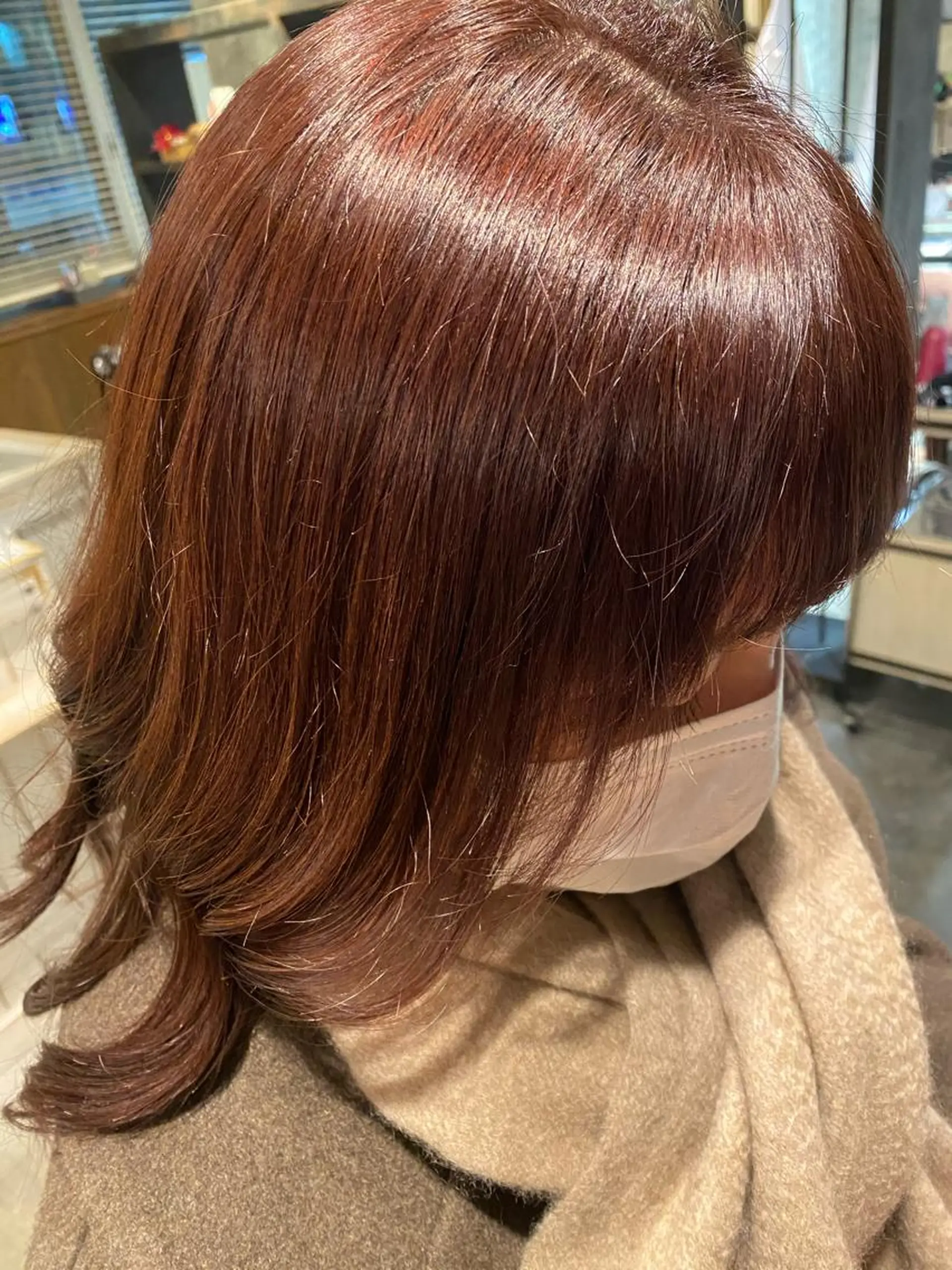 セミロング カラー ヘアアレンジ ブラウンカラー ピンクカラー ピンクブラウン カット ヘアカラー 瀧尻 光のヘアスタイル