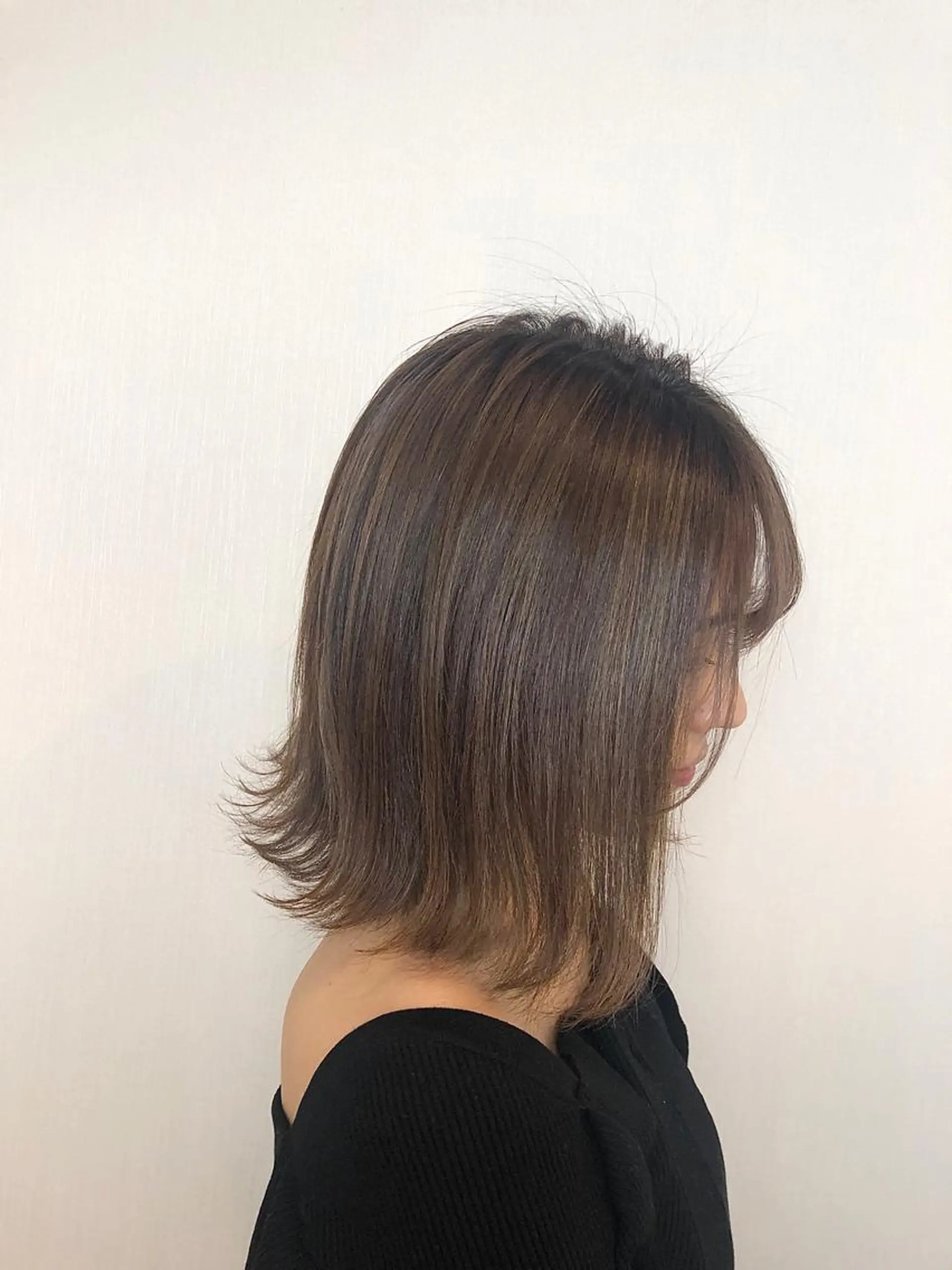 ミディアム カラー ハイライトカラー ハイライト ヘアカラー トリートメント 後藤紗英/髪質改善 /オリーブベージュのヘアスタイル