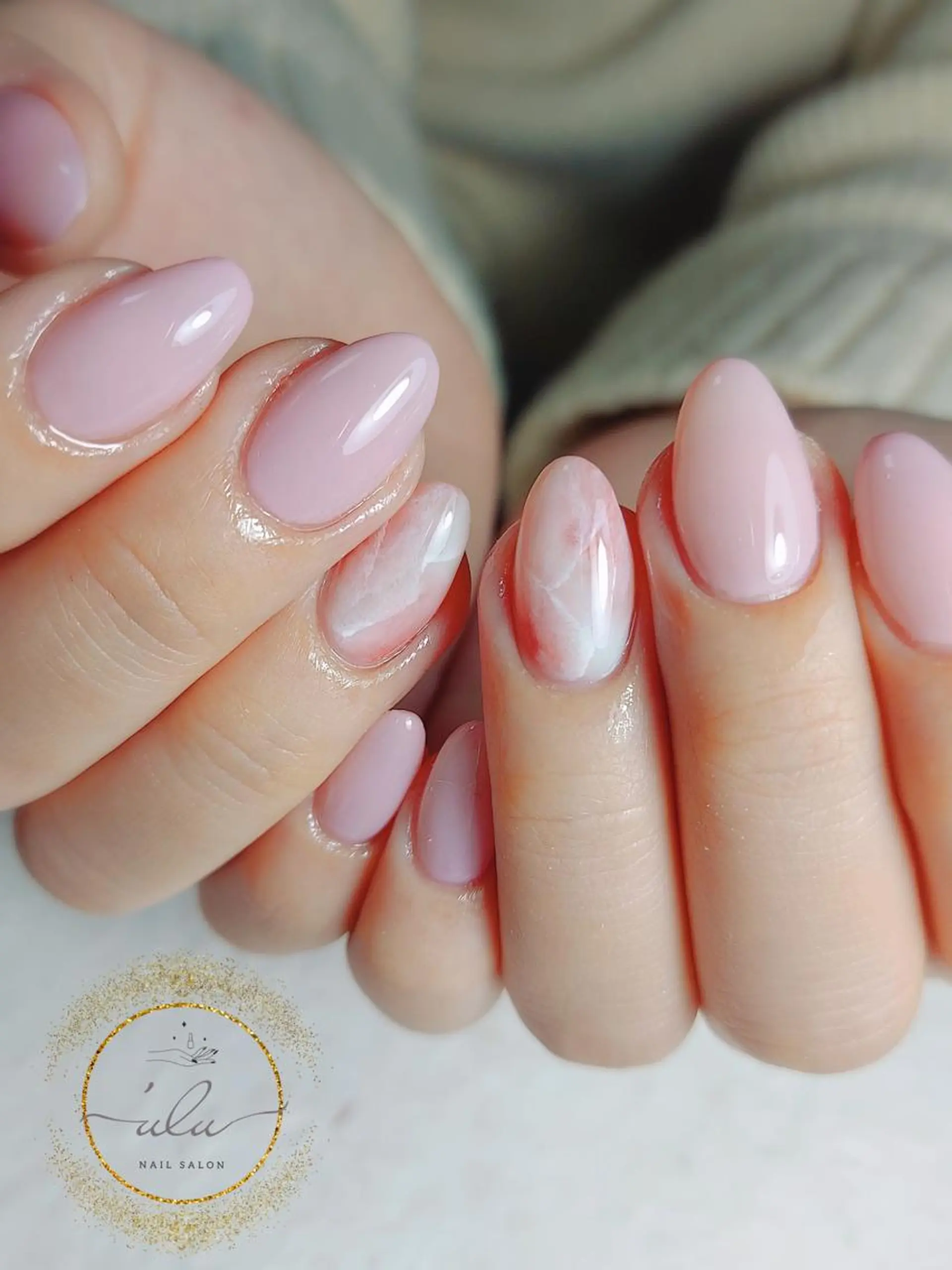 ネイル 大理石ネイル(マーブル) ピンク ハンドネイル Nailsalon 'uluのネイルデザイン