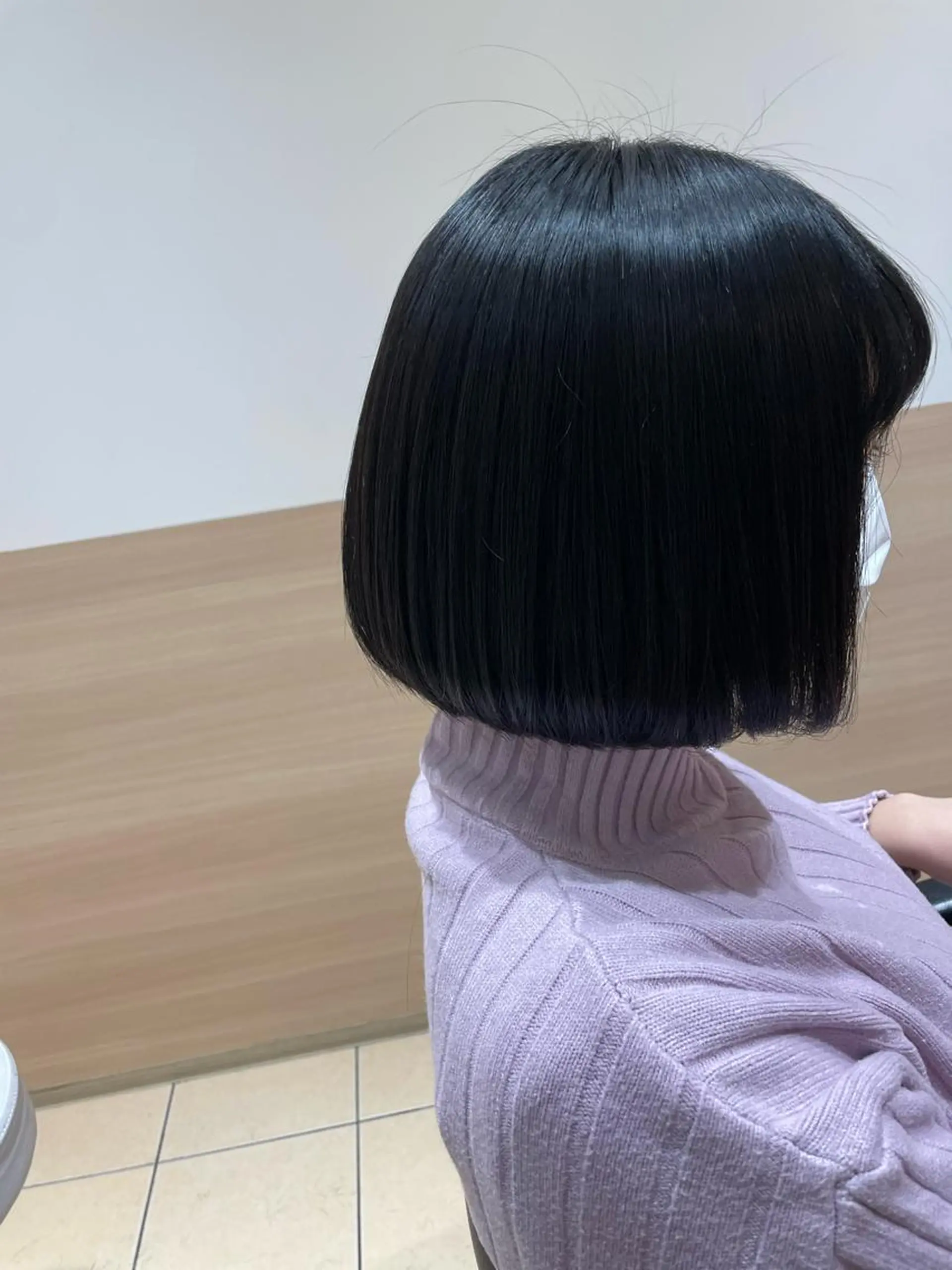 ショート ワンレンボブ ケアカラー ピンクブラウン ボブ カット GO TODAY SHAiRE SALON所属・天野 瑠真のヘアスタイル