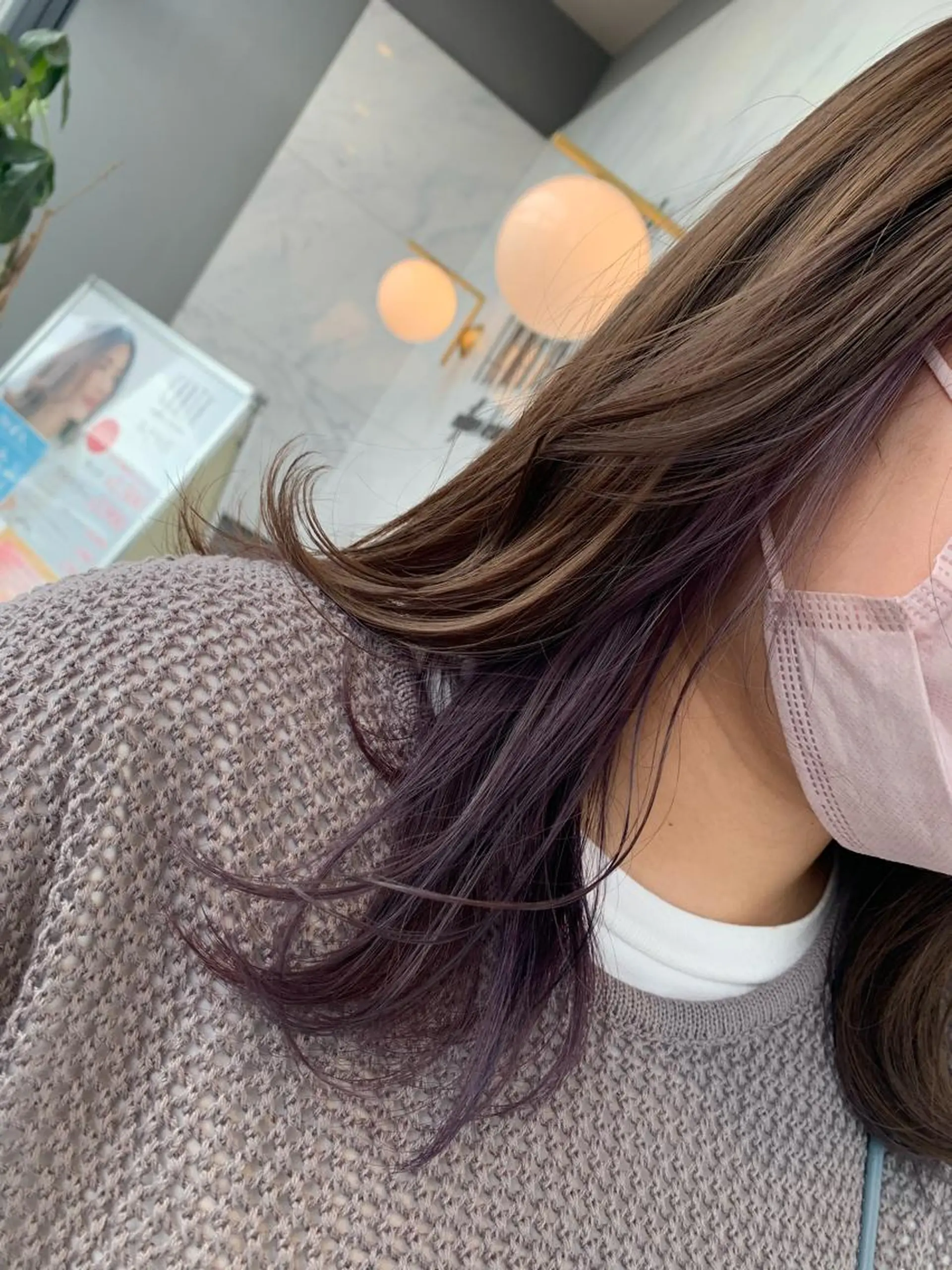 ミディアム カラー ヘアアレンジ アッシュ ブリーチ デザインカラー ラベンダーカラー ラベンダーアッシュ 松永 らりっさのヘアスタイル