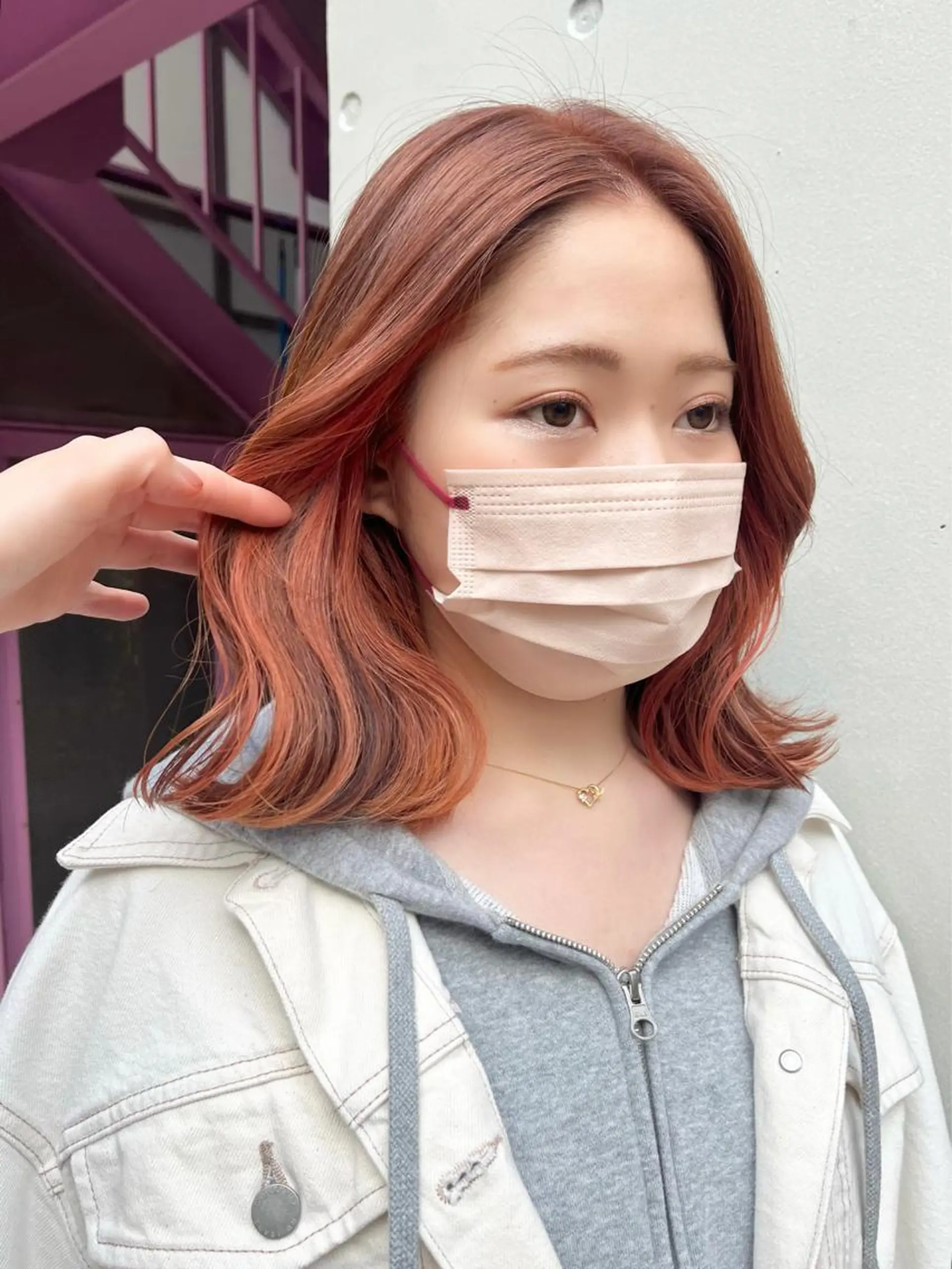 ミディアム カラー ベージュカラー インナーカラー オレンジ オレンジベージュ 髪質改善カラー☆ ヘアアレンジmiyuのヘアスタイル