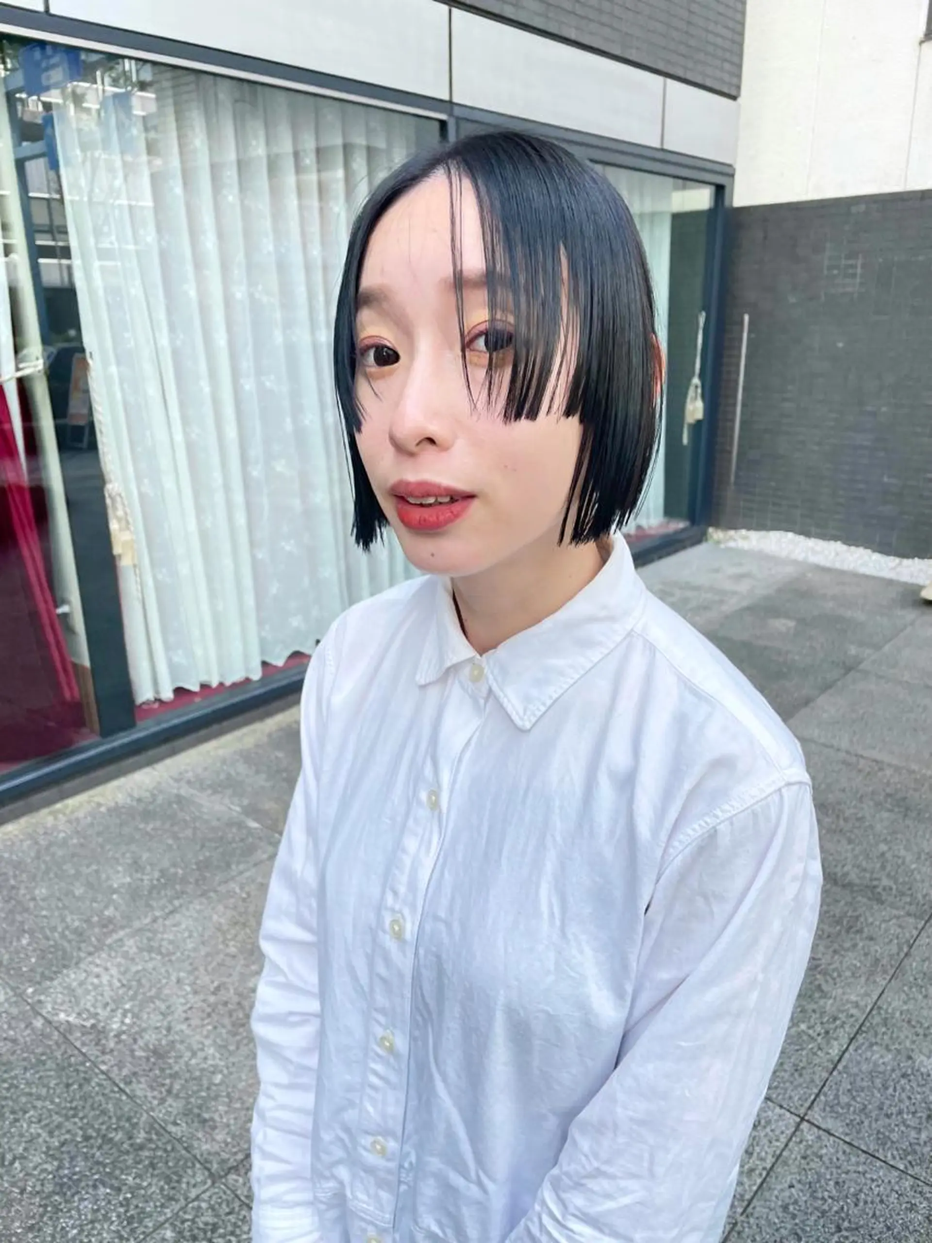 ミディアム カラー パーマ ヘアアレンジ メンズ キッズ ネイル マツエク・マツパ ネイビーカラー ネイビー カット ヘアカラー トリートメント tatsumi/ボブ ウルフ/レイヤーのヘアスタイル