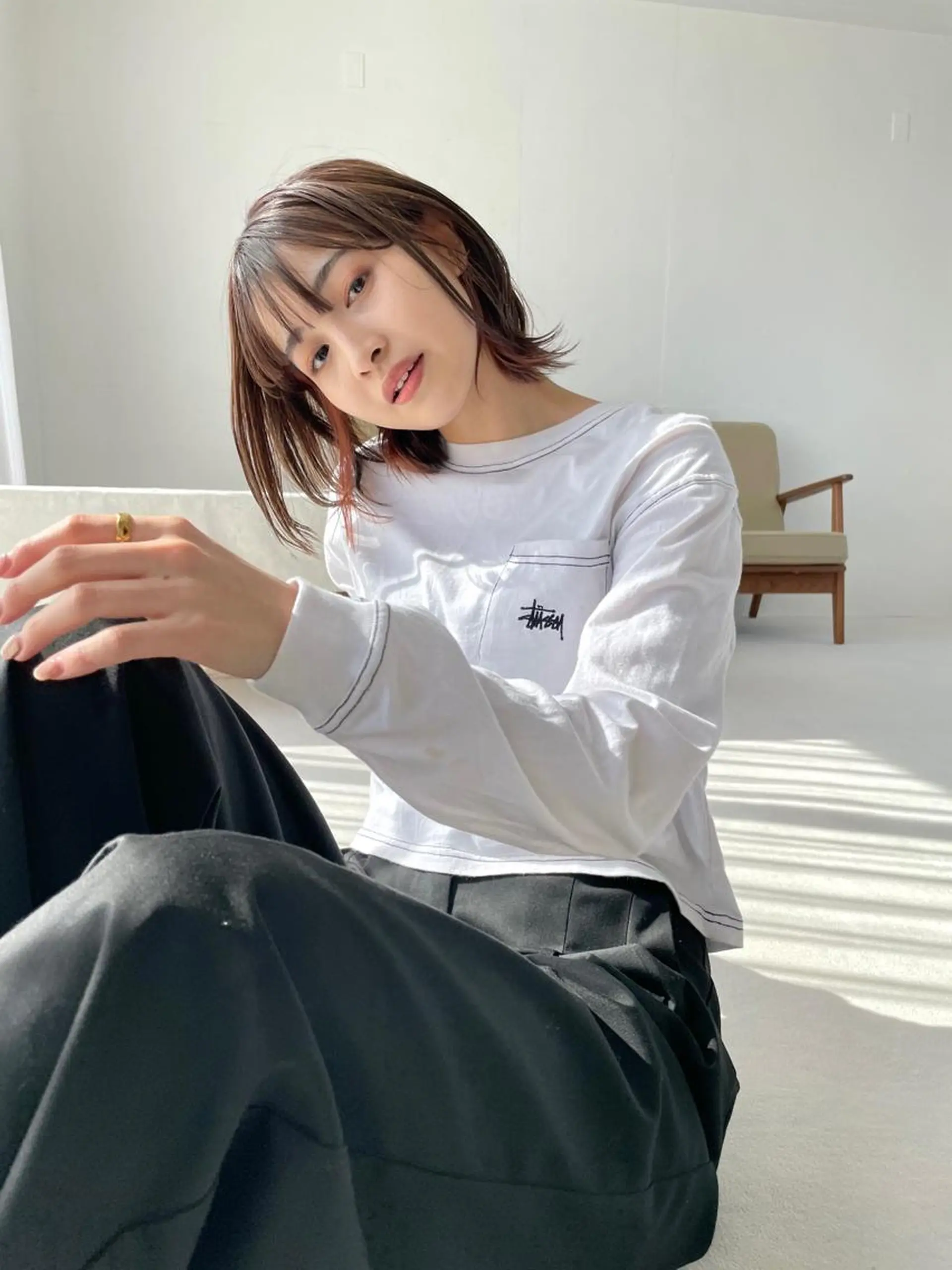 ミディアム カラー ヘアカラー トリートメント mood tatemachiのヘアスタイル