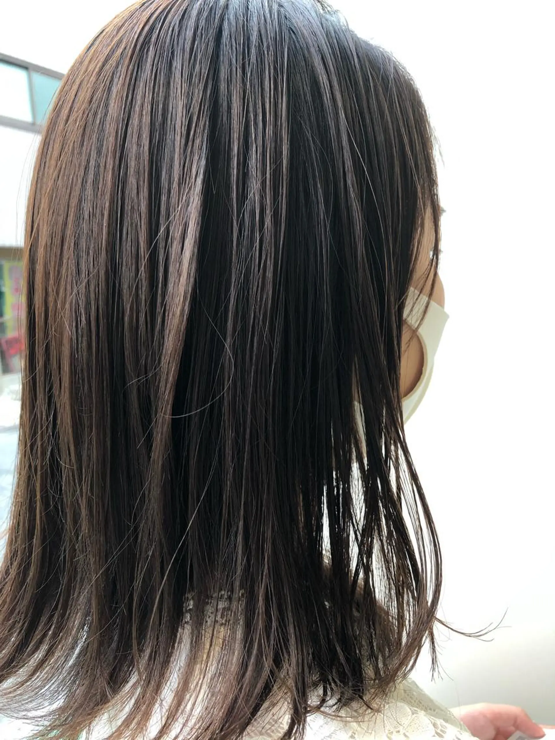 セミロング セミロングパーマ 外ハネヘア カット 縮毛矯正 カジサ ケイコのヘアスタイル