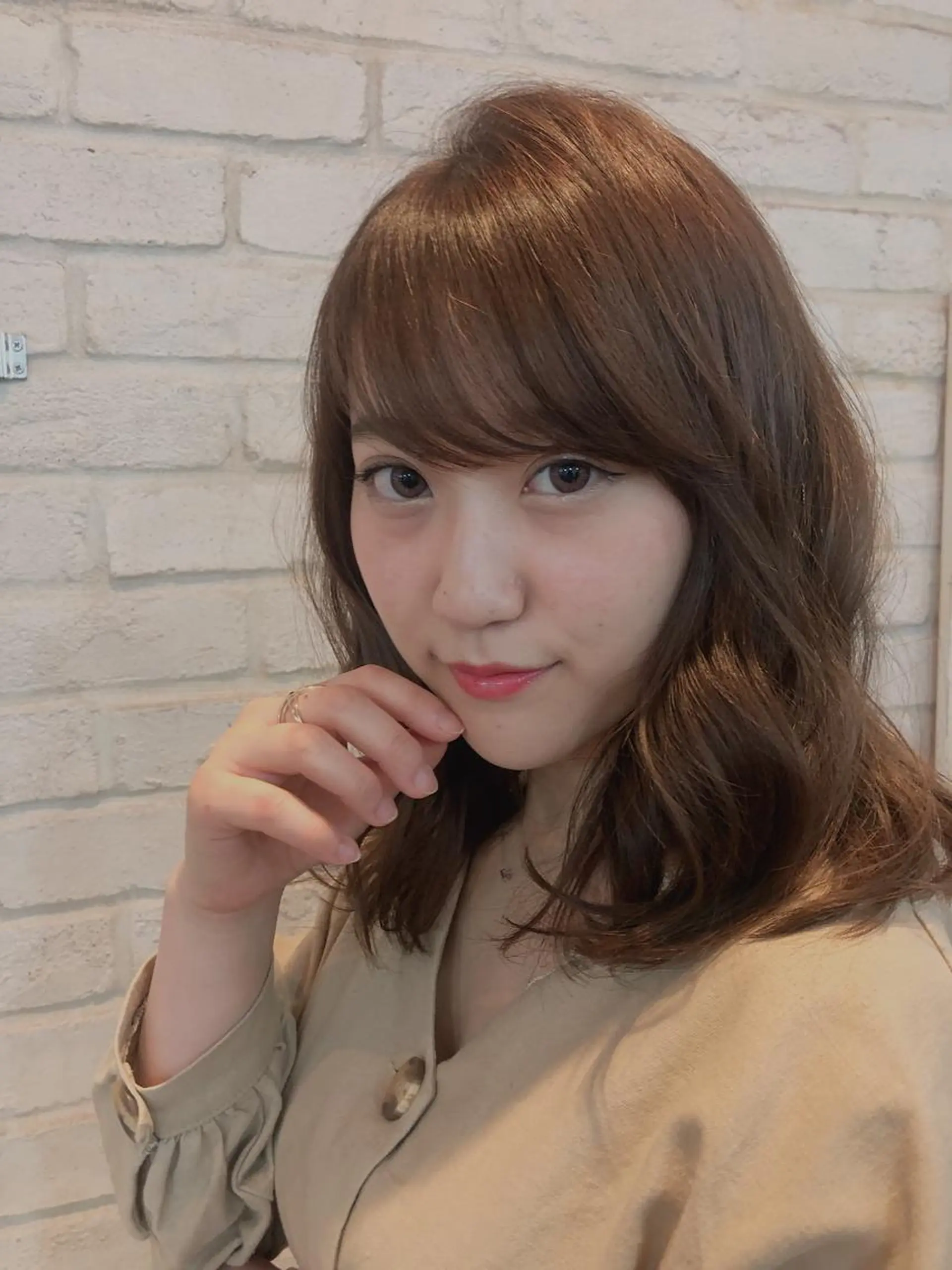ミディアム カラー パーマ ブラウンカラー 透明感カラー 【似合うが見つかる】 Hanaのヘアスタイル