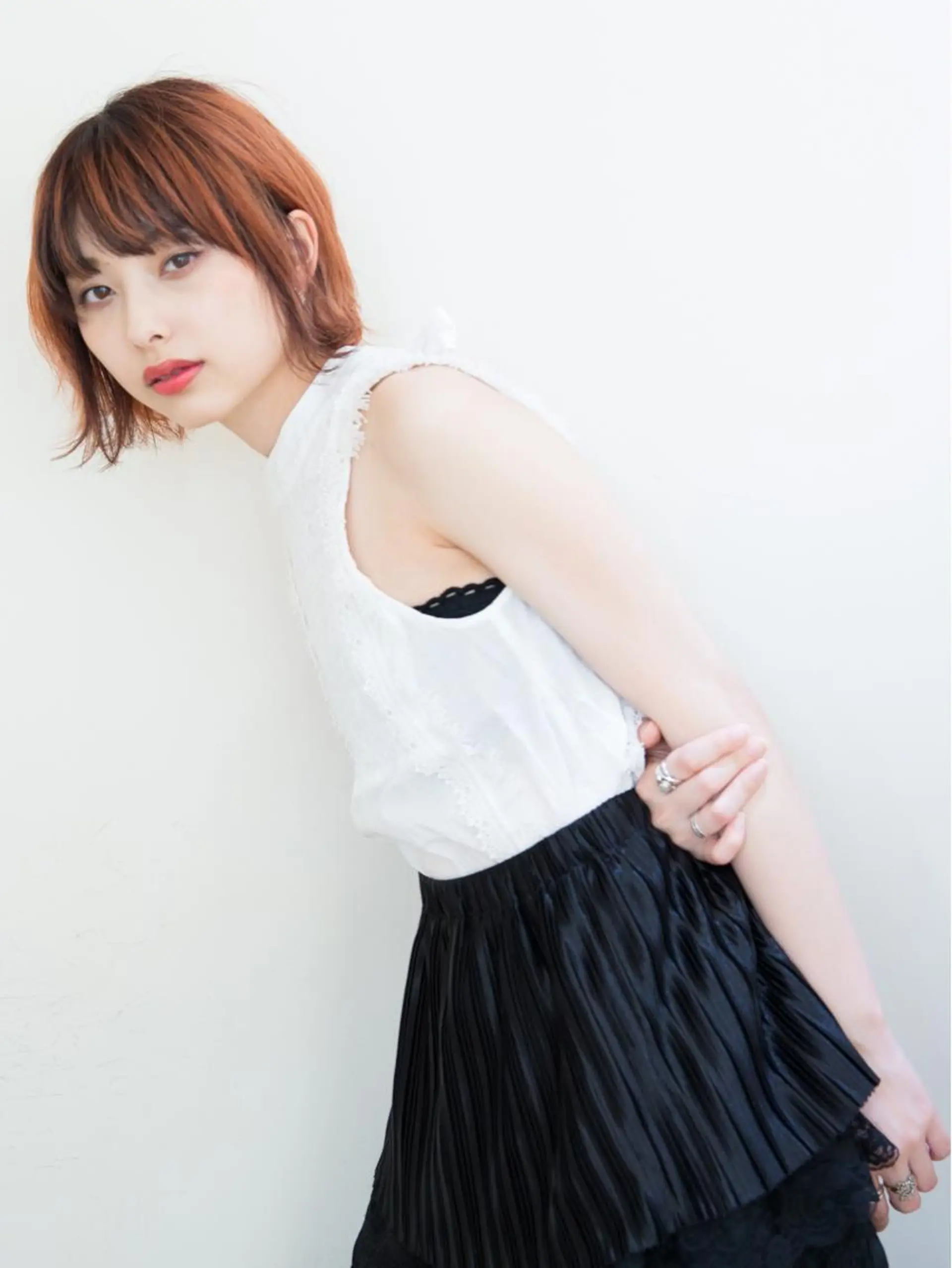 ミディアム カラー オレンジ カット ヘアカラー ACE所属・高橋 侑李のヘアスタイル