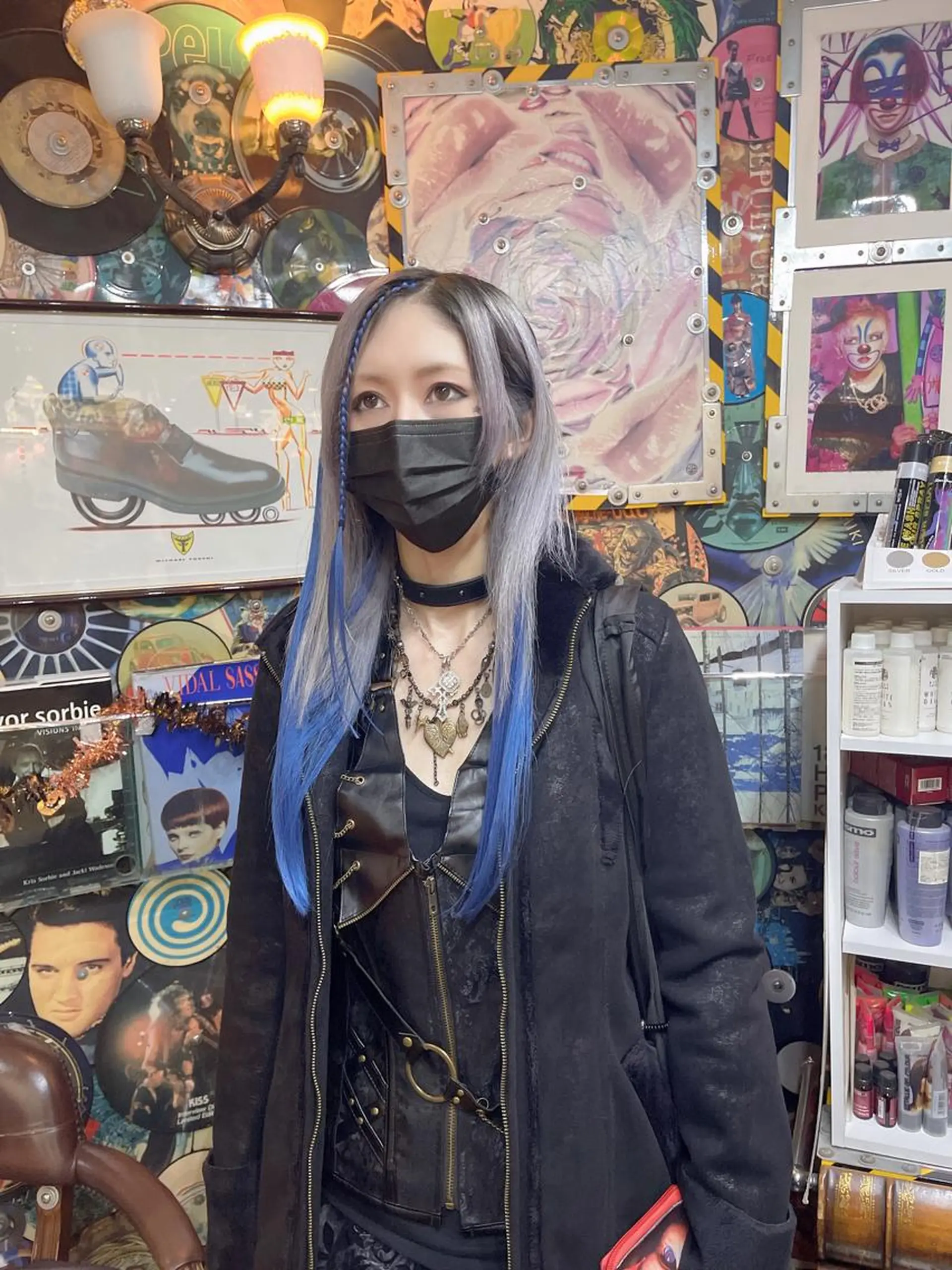 セミロング カラー ヘアアレンジ メンズ 編み込みエクステ ブルーカラー エクステ haco+所属・🌈派手髪エクステ ブレイズ🌈ひろとのヘアスタイル